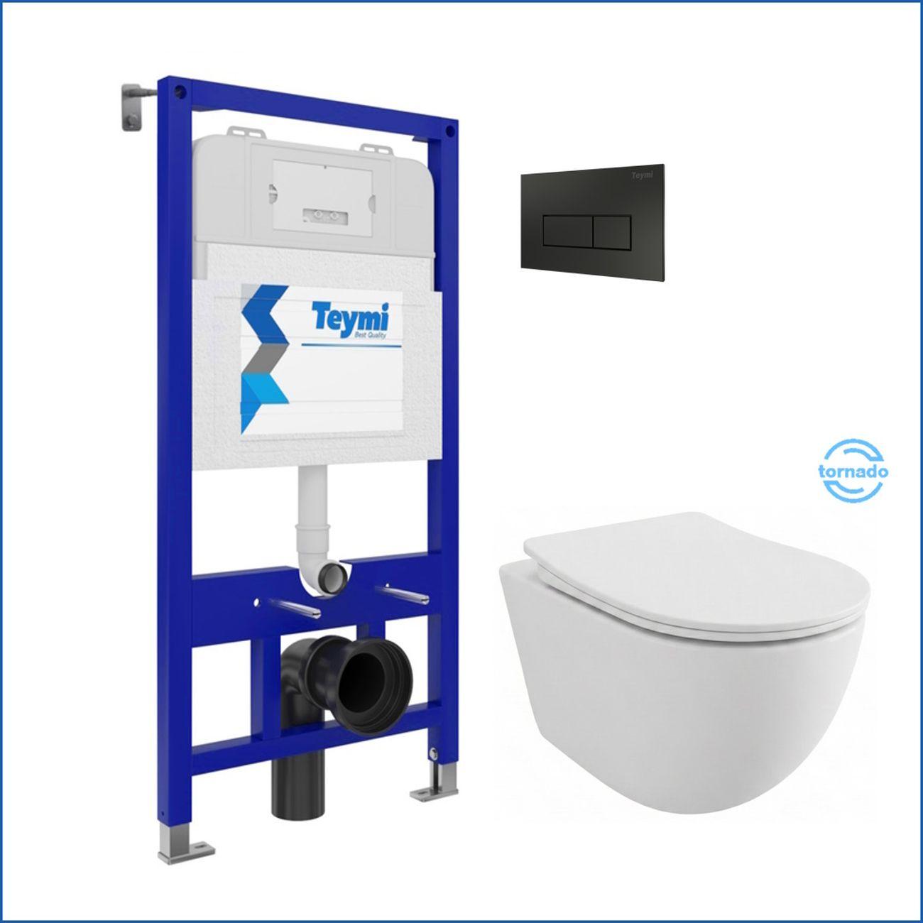 Комплекты для монтажа унитаза Teymi Lina PP Vortex кнопка черная F16449