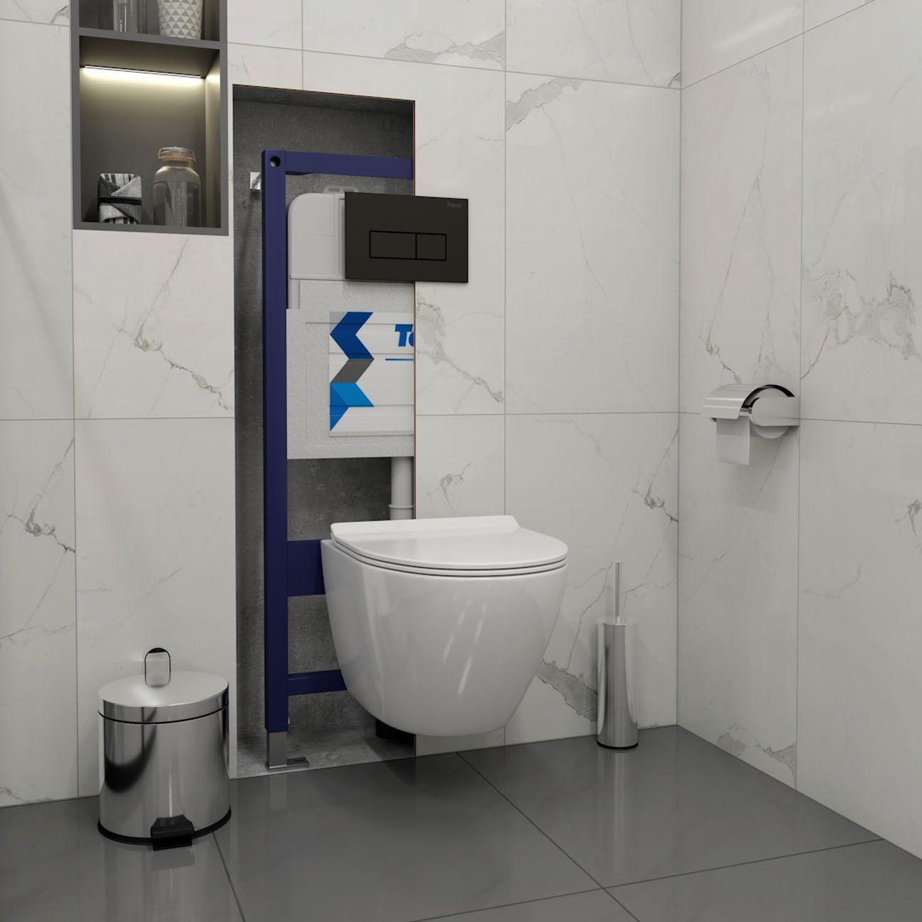 Комплекты для монтажа унитаза Teymi Lina PP Vortex кнопка черная F16449