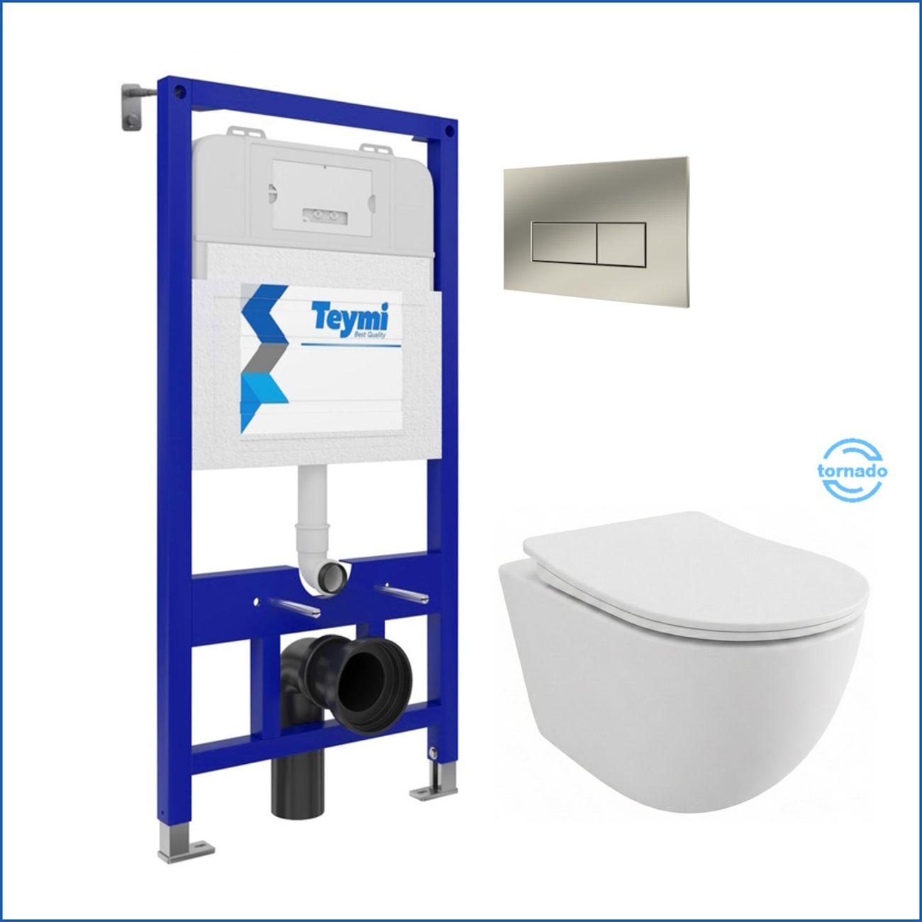 Комплекты для монтажа унитаза Teymi Lina PP Vortex кнопка нержавеющая сталь F16451