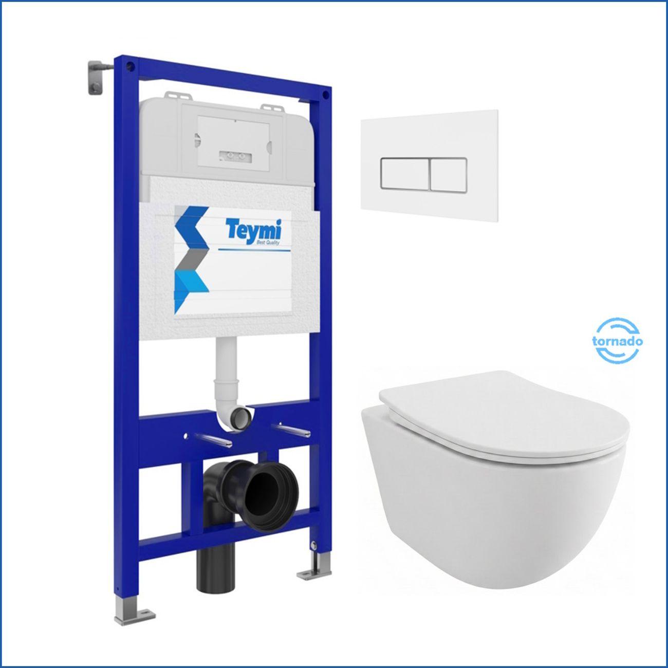 Комплекты для монтажа унитаза Teymi Lina PP Vortex кнопка белая / хром F16453