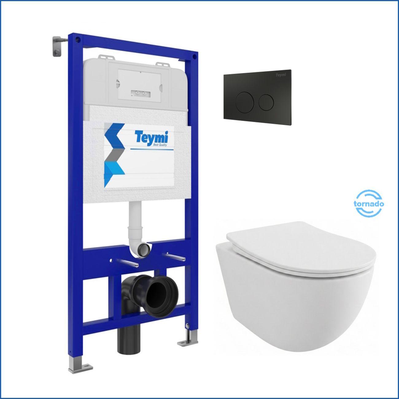 Комплекты для монтажа унитаза Teymi Lina PP Vortex кнопка черная F16455