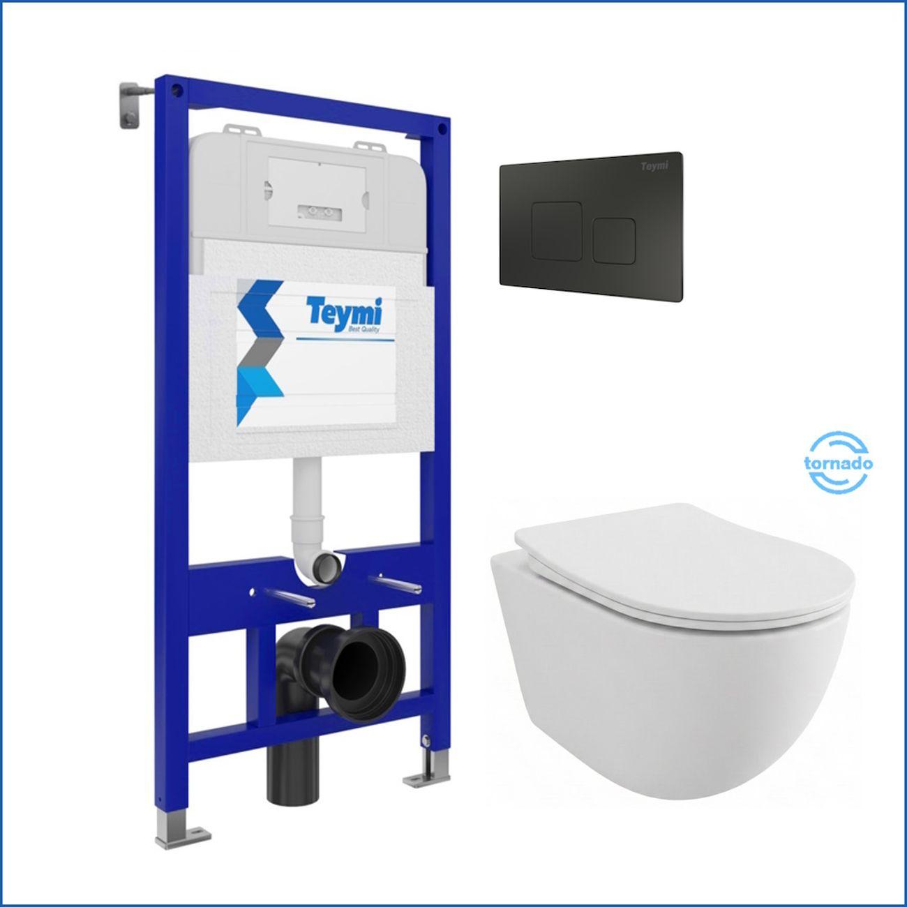 Комплекты для монтажа унитаза Teymi Lina PP Vortex кнопка черная F16465