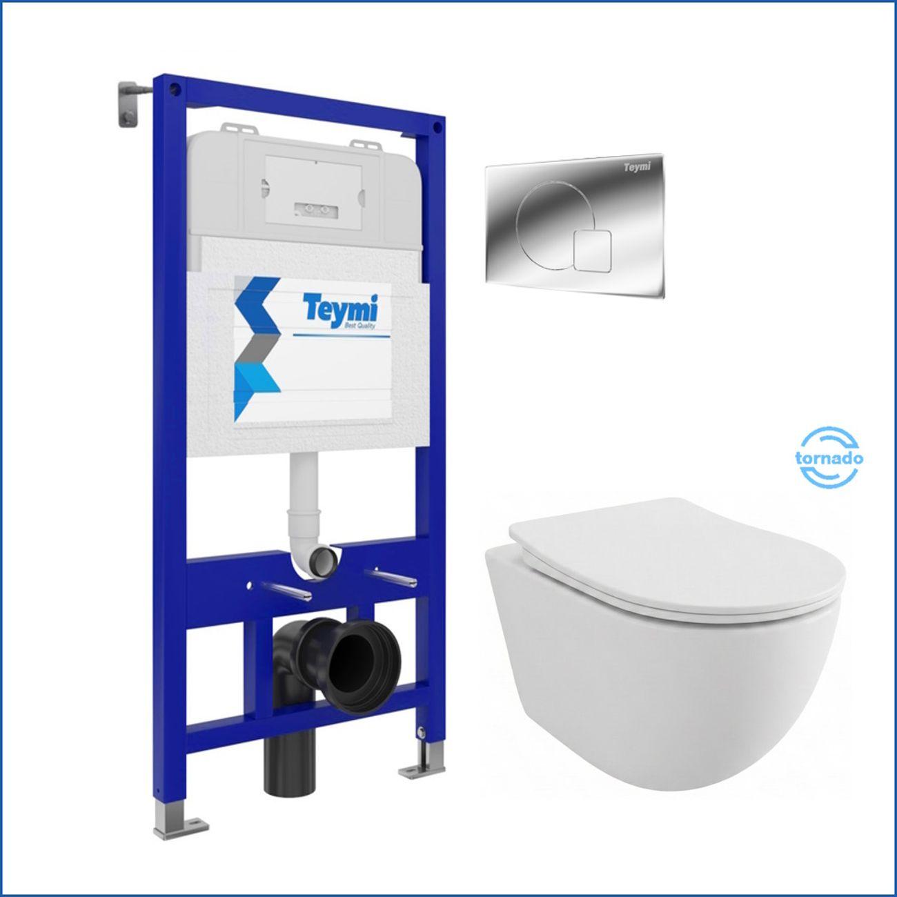 Комплекты для монтажа унитаза Teymi Lina PP Vortex кнопка хром F16467