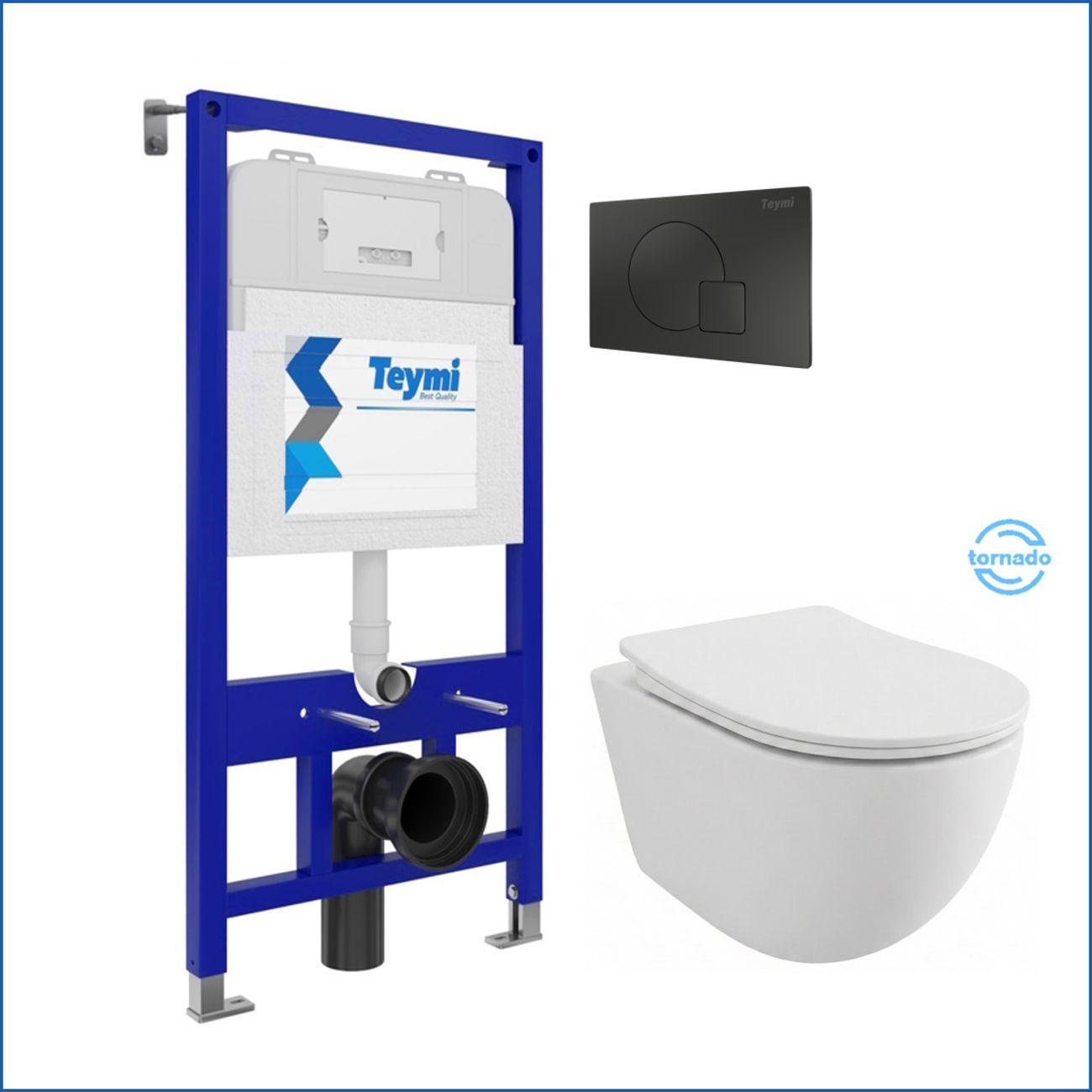 Комплекты для монтажа унитаза Teymi Lina PP Vortex кнопка черная F16468
