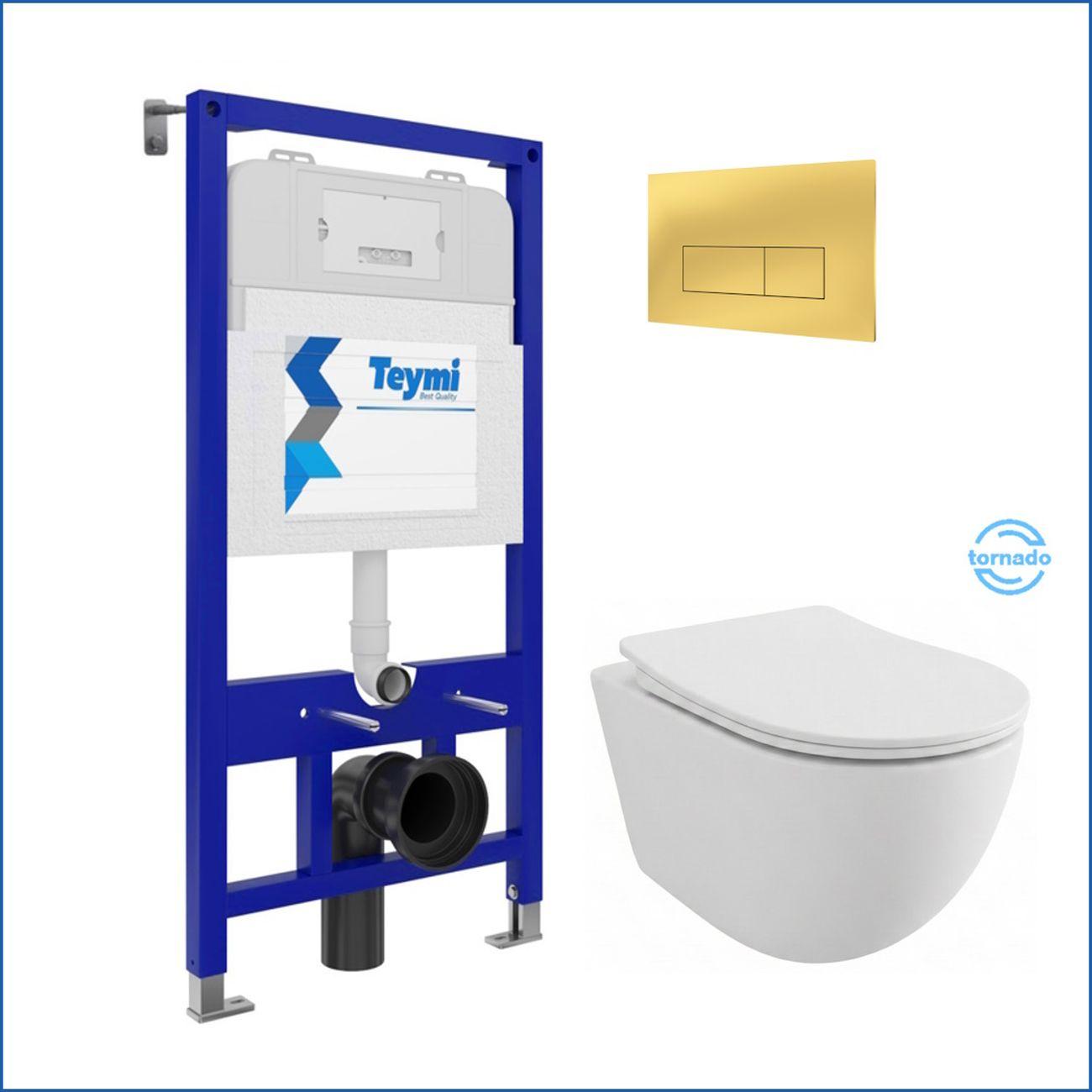 Комплекты для монтажа унитаза Teymi Lina PP Vortex кнопка золото F16471