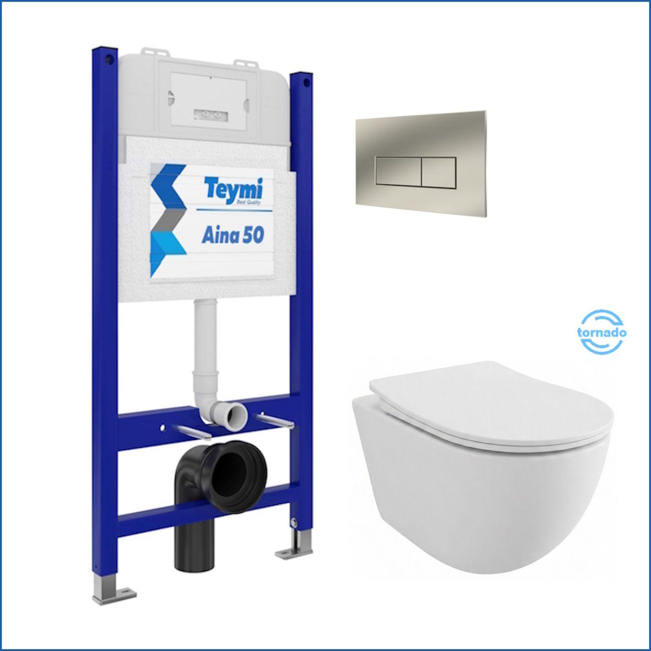 Комплекты для монтажа унитаза Teymi Lina PP Vortex кнопка нержавеющая сталь F16475