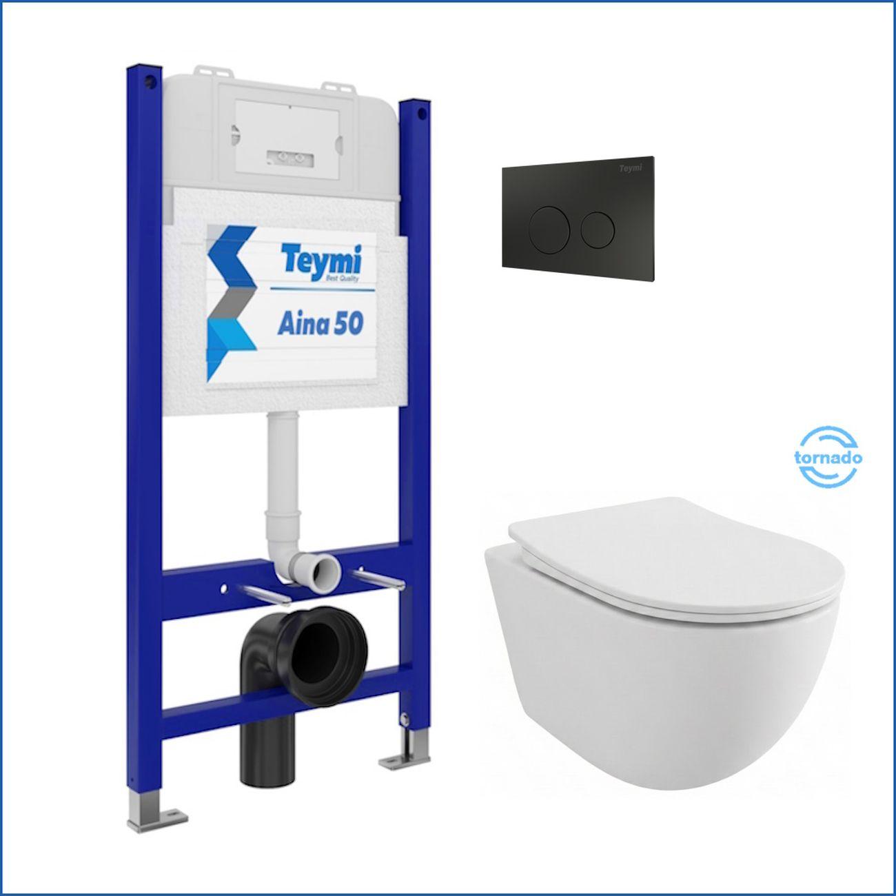 Комплекты для монтажа унитаза Teymi Lina PP Vortex кнопка черная F16479