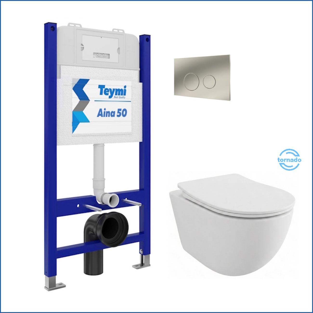 Комплекты для монтажа унитаза Teymi Lina PP Vortex кнопка нержавеющая сталь F16481