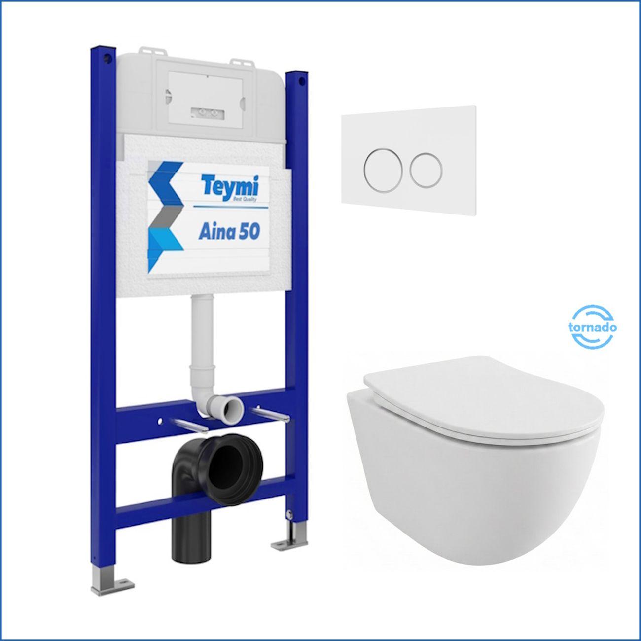 Комплекты для монтажа унитаза Teymi Lina PP Vortex кнопка белая / хром F16483