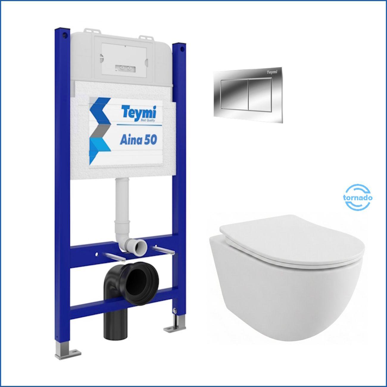 Комплекты для монтажа унитаза Teymi Lina PP Vortex кнопка хром F16484