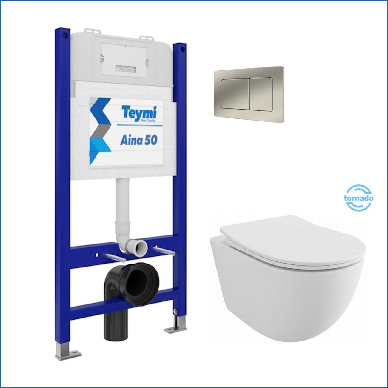 Комплекты для монтажа унитаза Teymi Lina PP Vortex кнопка нержавеющая сталь F16487