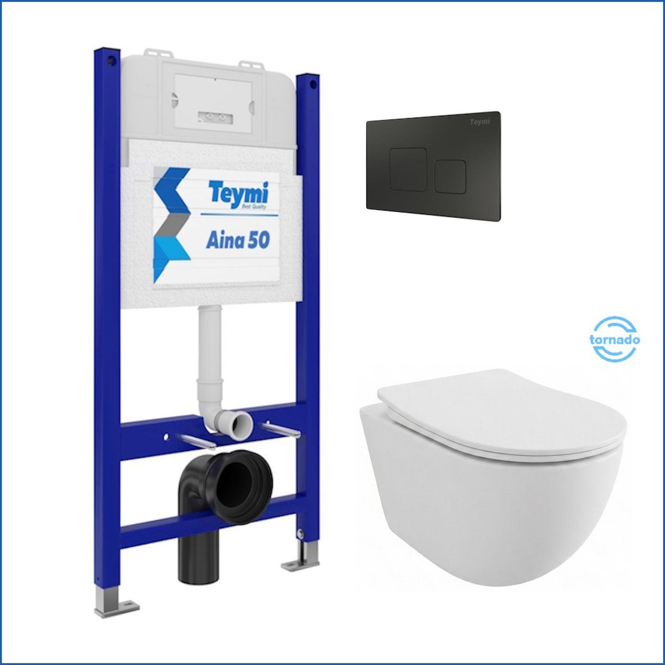 Комплекты для монтажа унитаза Teymi Lina PP Vortex кнопка черная F16489