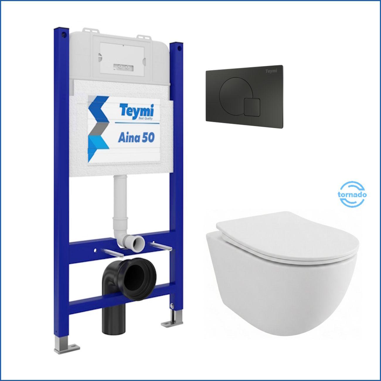 Комплекты для монтажа унитаза Teymi Lina PP Vortex кнопка черная F16492