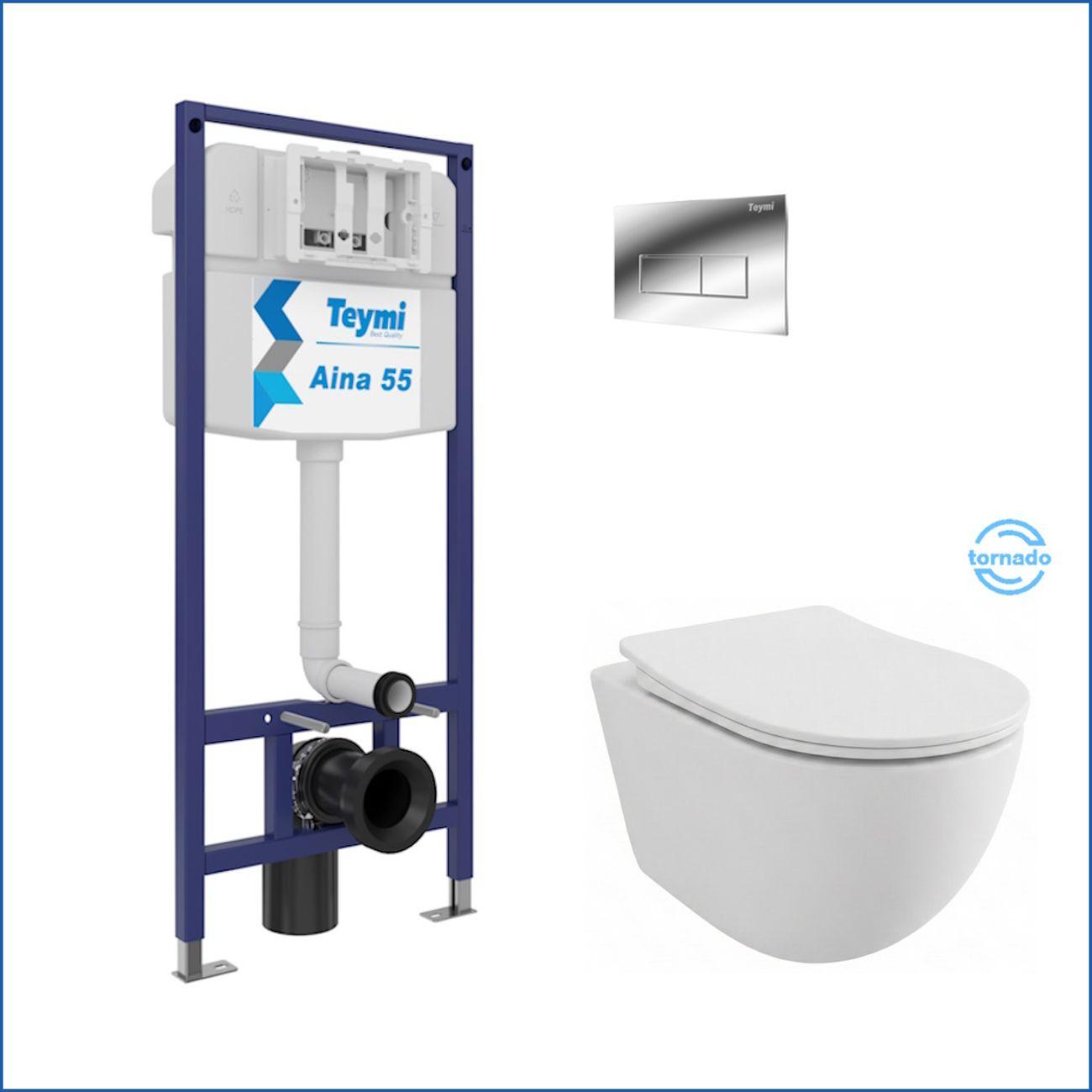 Комплекты для монтажа унитаза Teymi Lina PP Vortex кнопка хром F16496