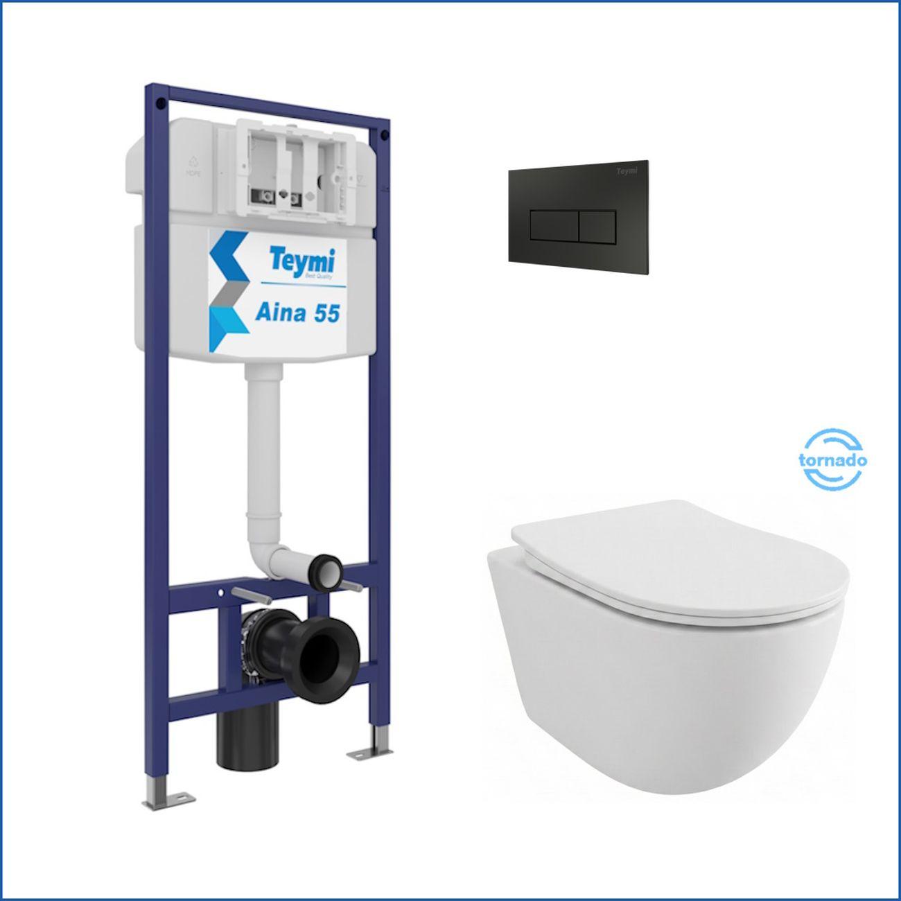 Комплекты для монтажа унитаза Teymi Lina PP Vortex кнопка черная F16497