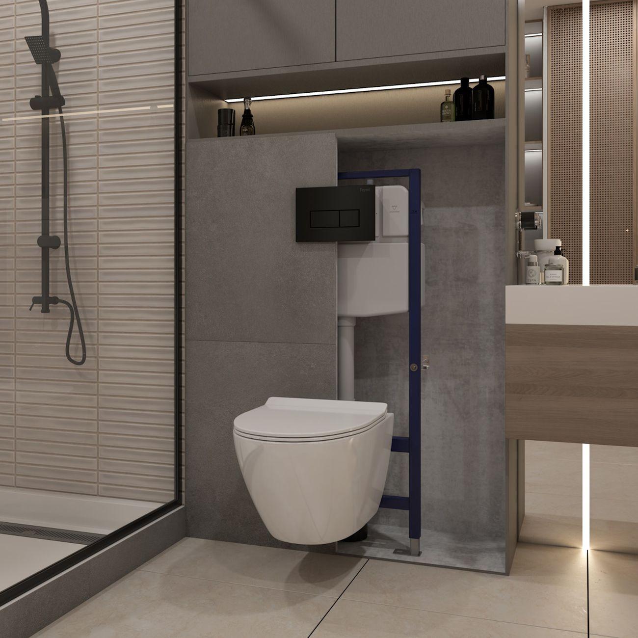 Комплекты для монтажа унитаза Teymi Lina PP Vortex кнопка черная F16497