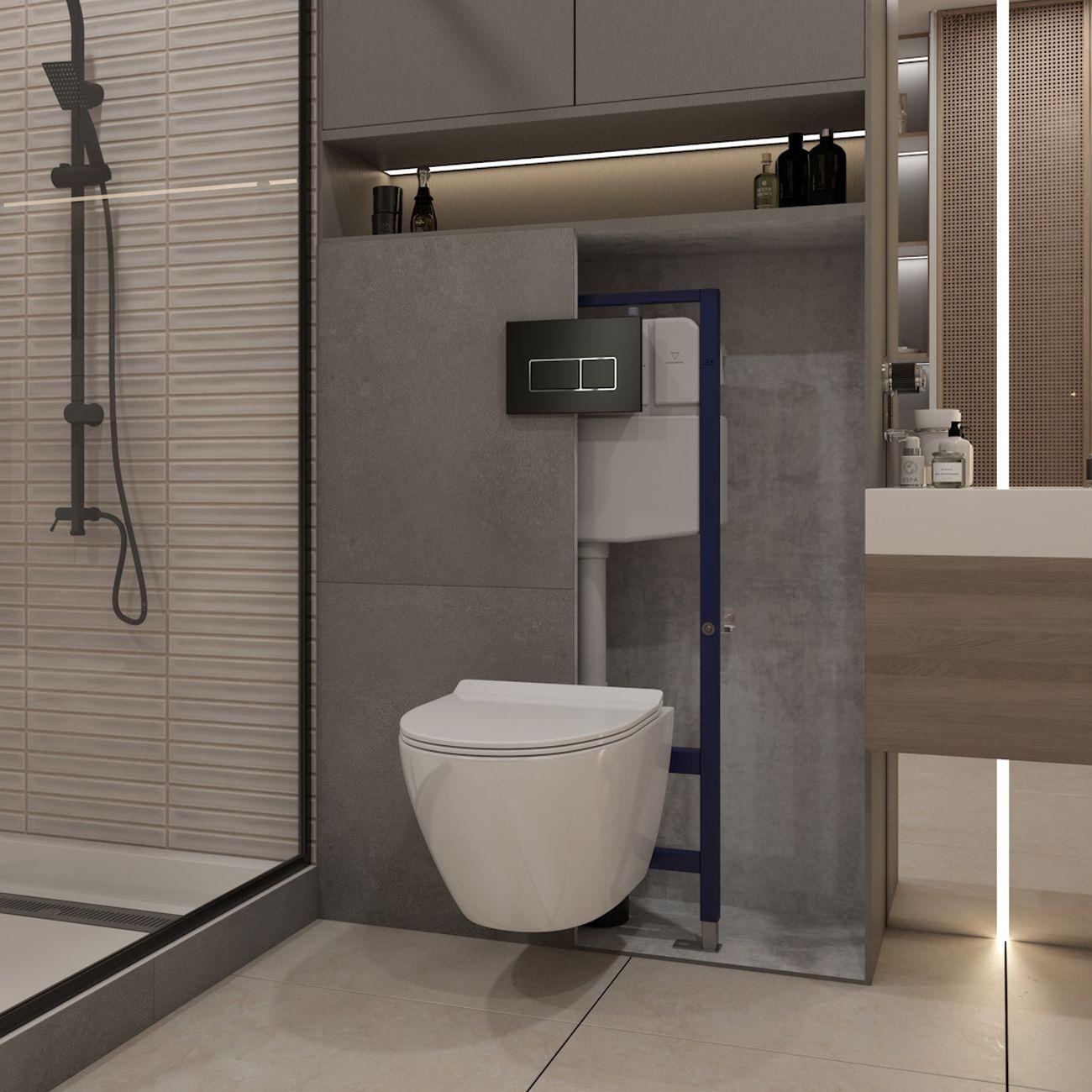 Комплекты для монтажа унитаза Teymi Lina PP Vortex кнопка черная / хром F16500