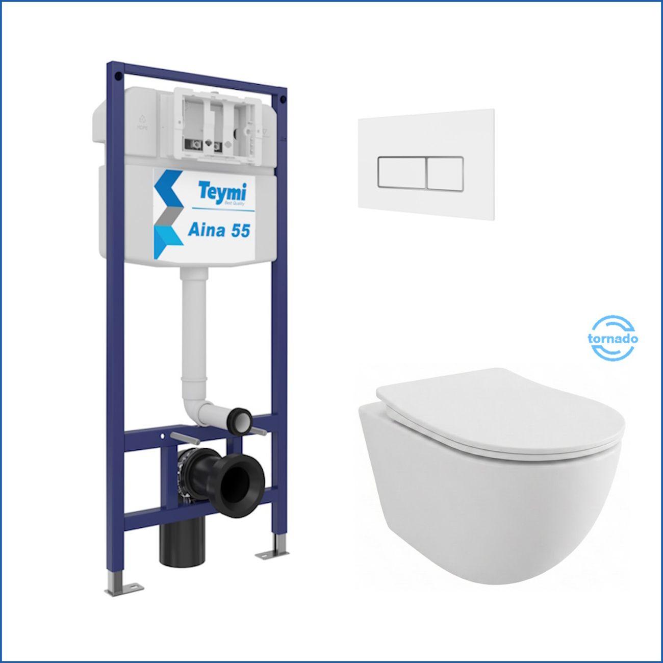 Комплекты для монтажа унитаза Teymi Lina PP Vortex кнопка белая / хром F16501