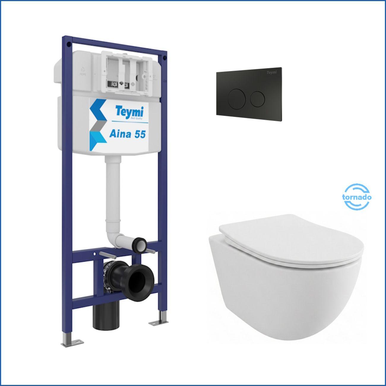 Комплекты для монтажа унитаза Teymi Lina PP Vortex кнопка черная F16503