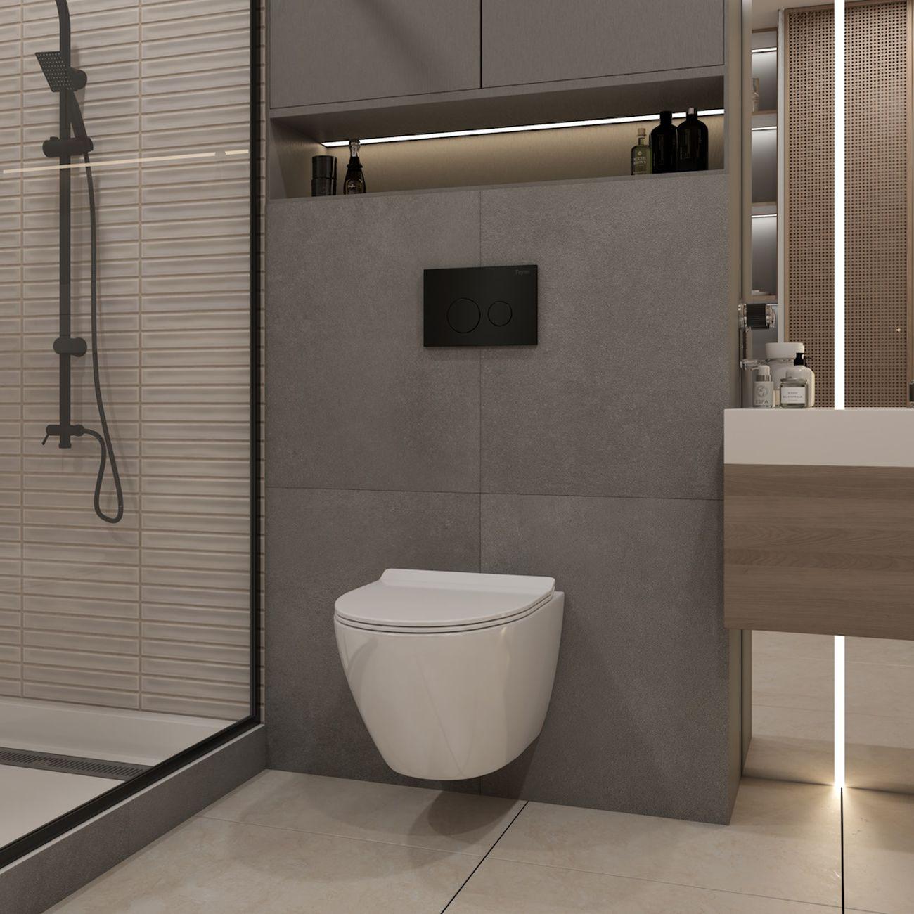 Комплекты для монтажа унитаза Teymi Lina PP Vortex кнопка черная F16503