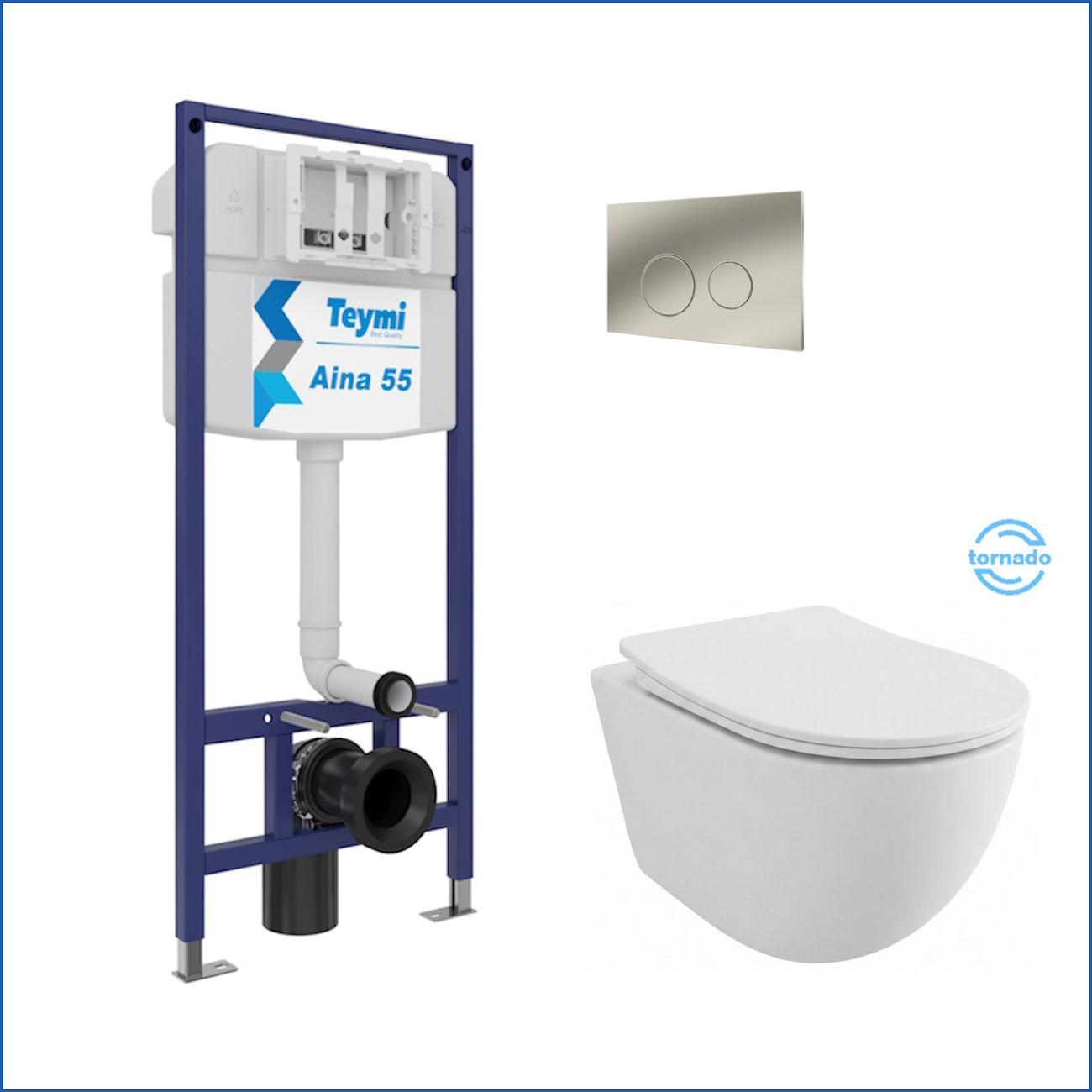 Комплекты для монтажа унитаза Teymi Lina PP Vortex кнопка нержавеющая сталь F16505