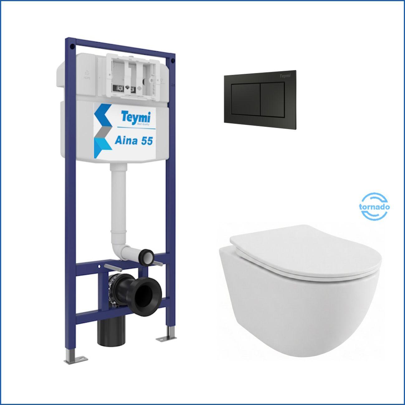 Комплекты для монтажа унитаза Teymi Lina PP Vortex кнопка черная F16509