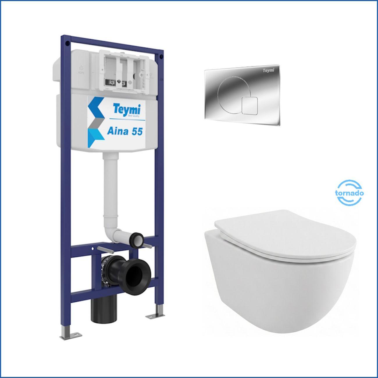 Комплекты для монтажа унитаза Teymi Lina PP Vortex кнопка хром F16515