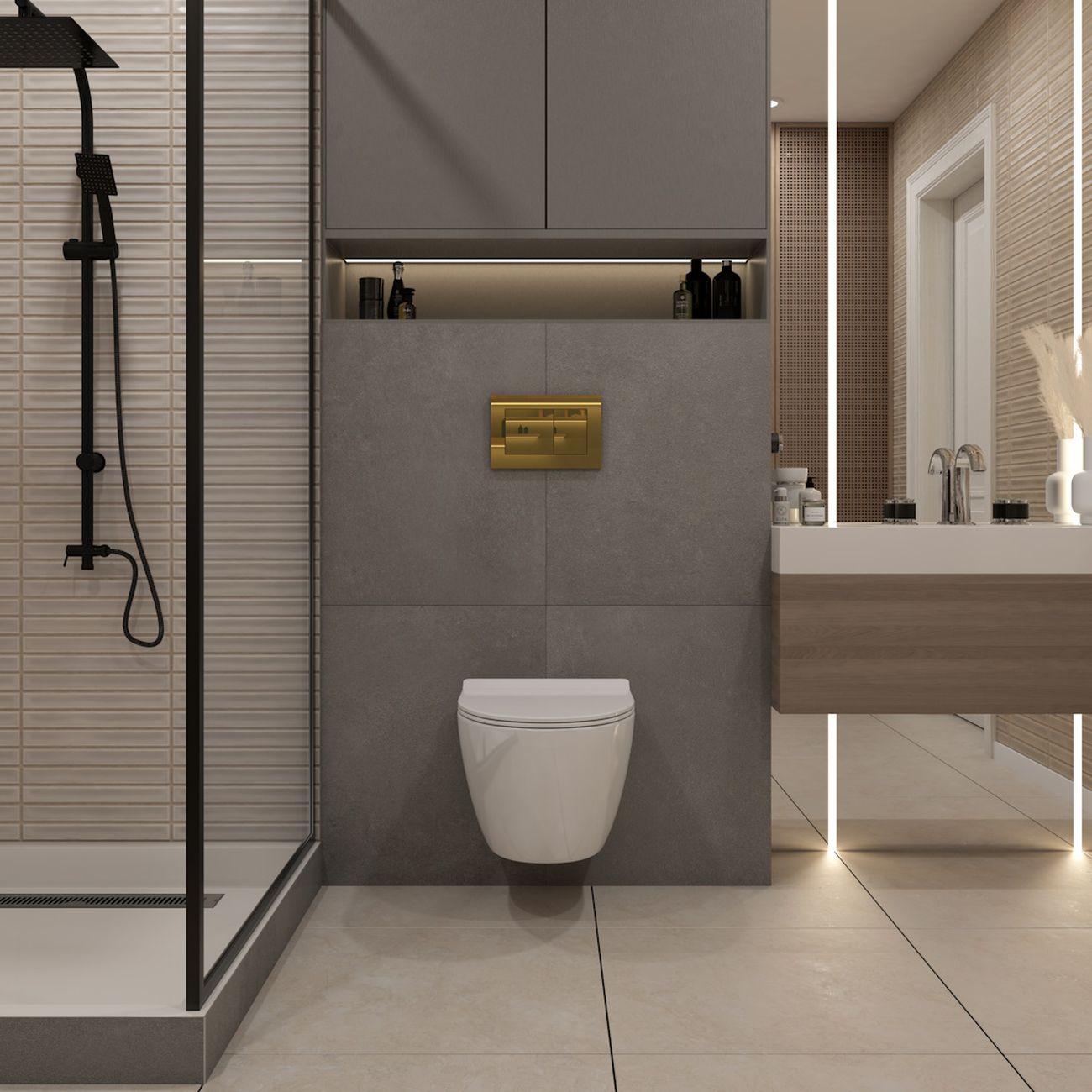 Комплекты для монтажа унитаза Teymi Lina PP Vortex кнопка золото F16518