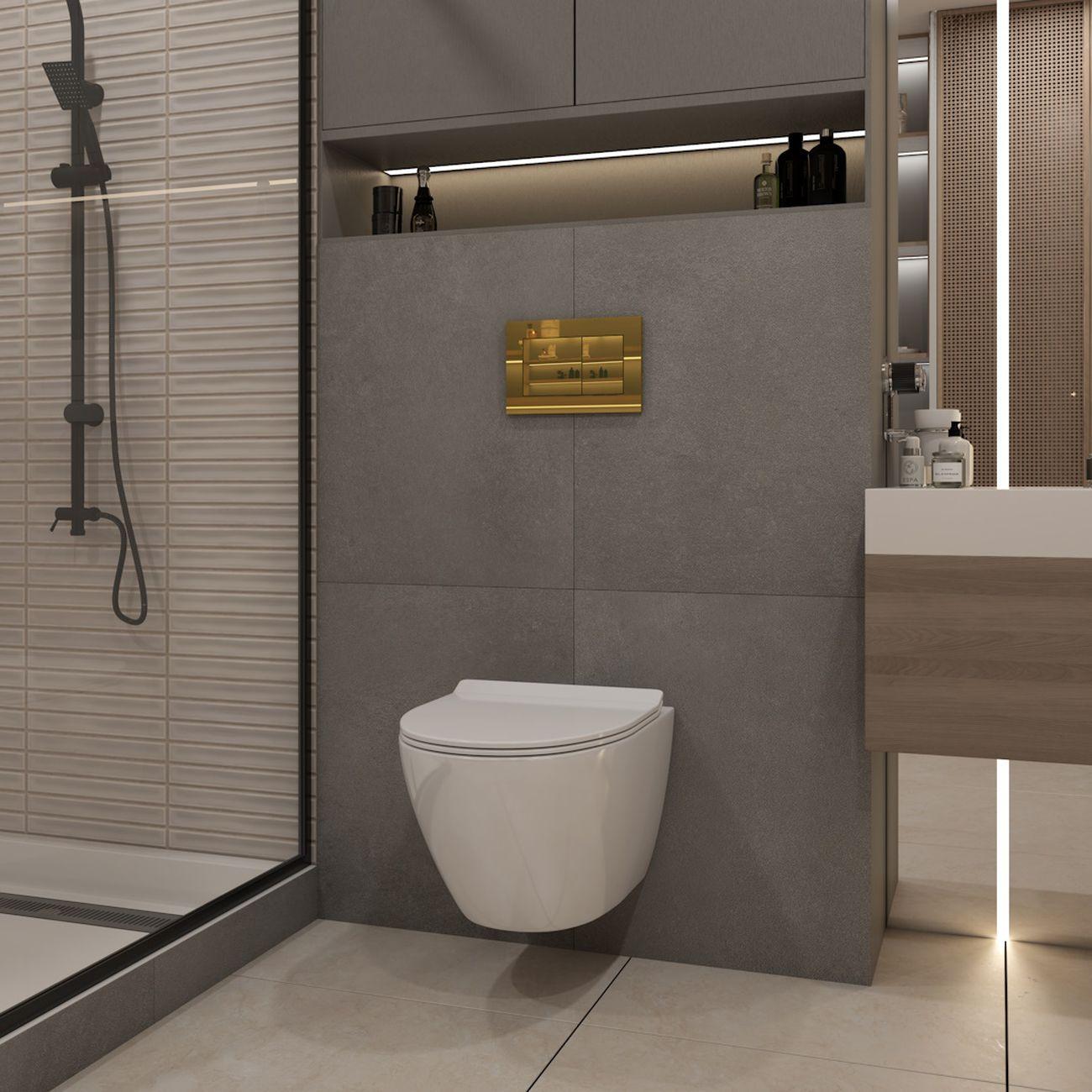 Комплекты для монтажа унитаза Teymi Lina PP Vortex кнопка золото F16518