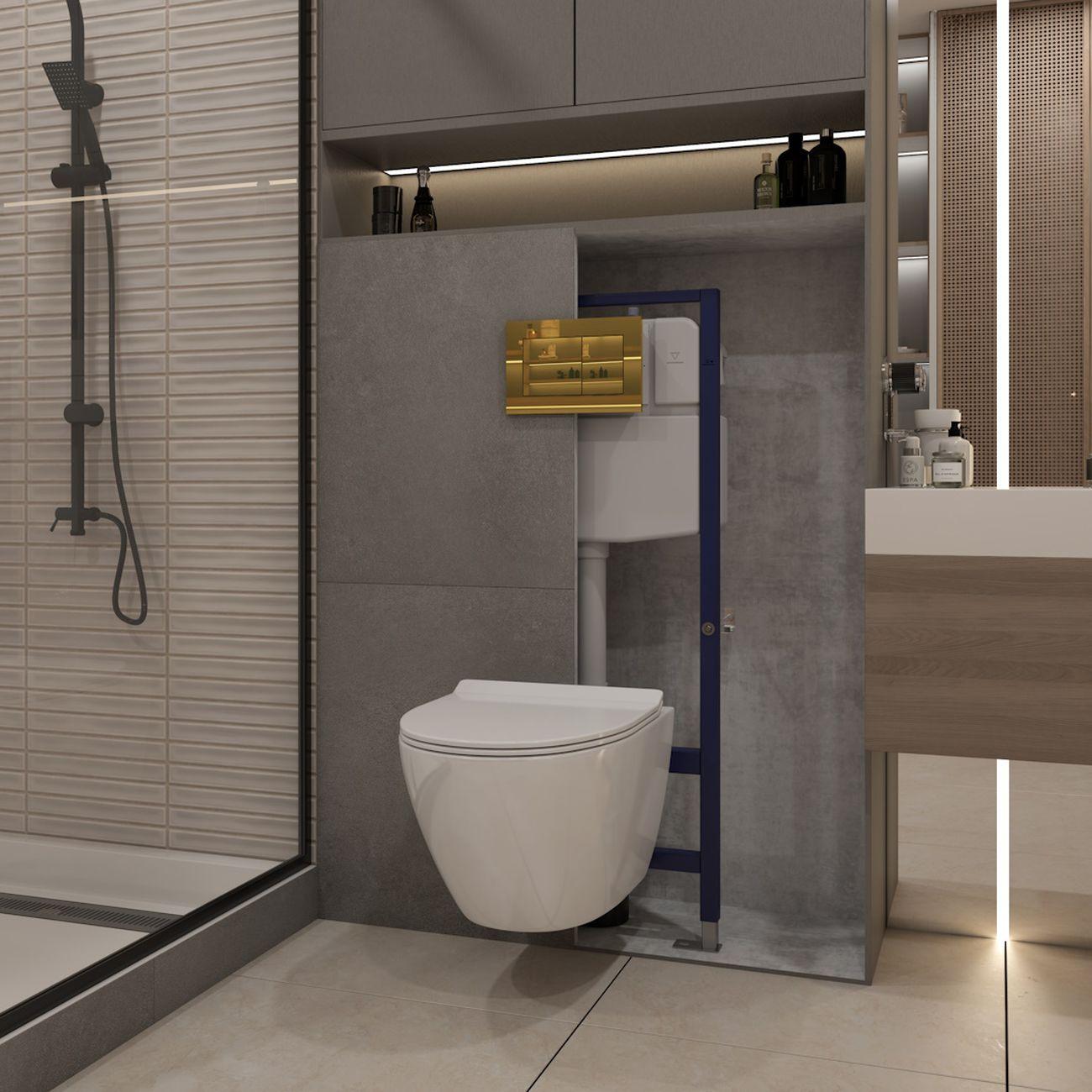 Комплекты для монтажа унитаза Teymi Lina PP Vortex кнопка золото F16518