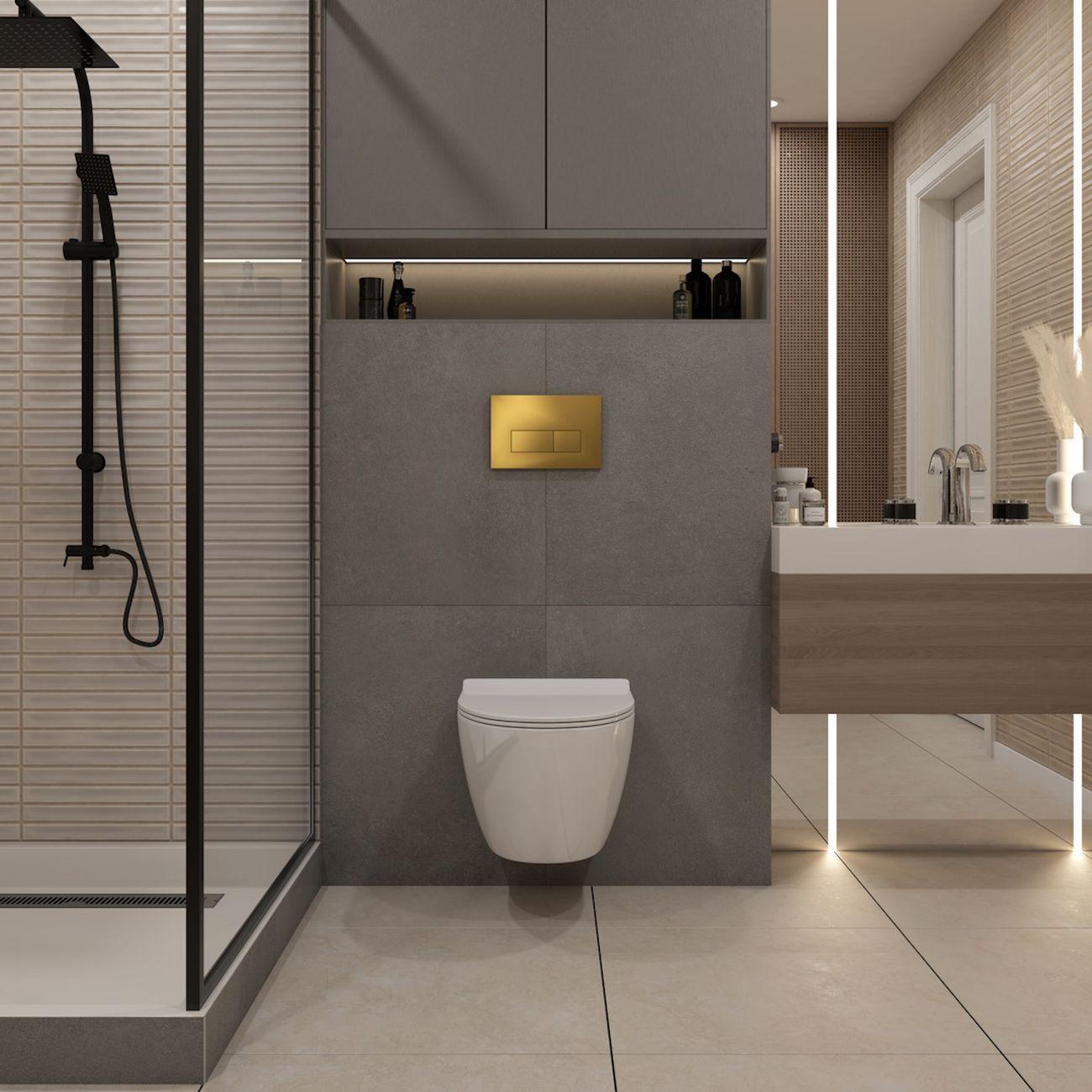 Комплекты для монтажа унитаза Teymi Lina PP Vortex кнопка золото F16519