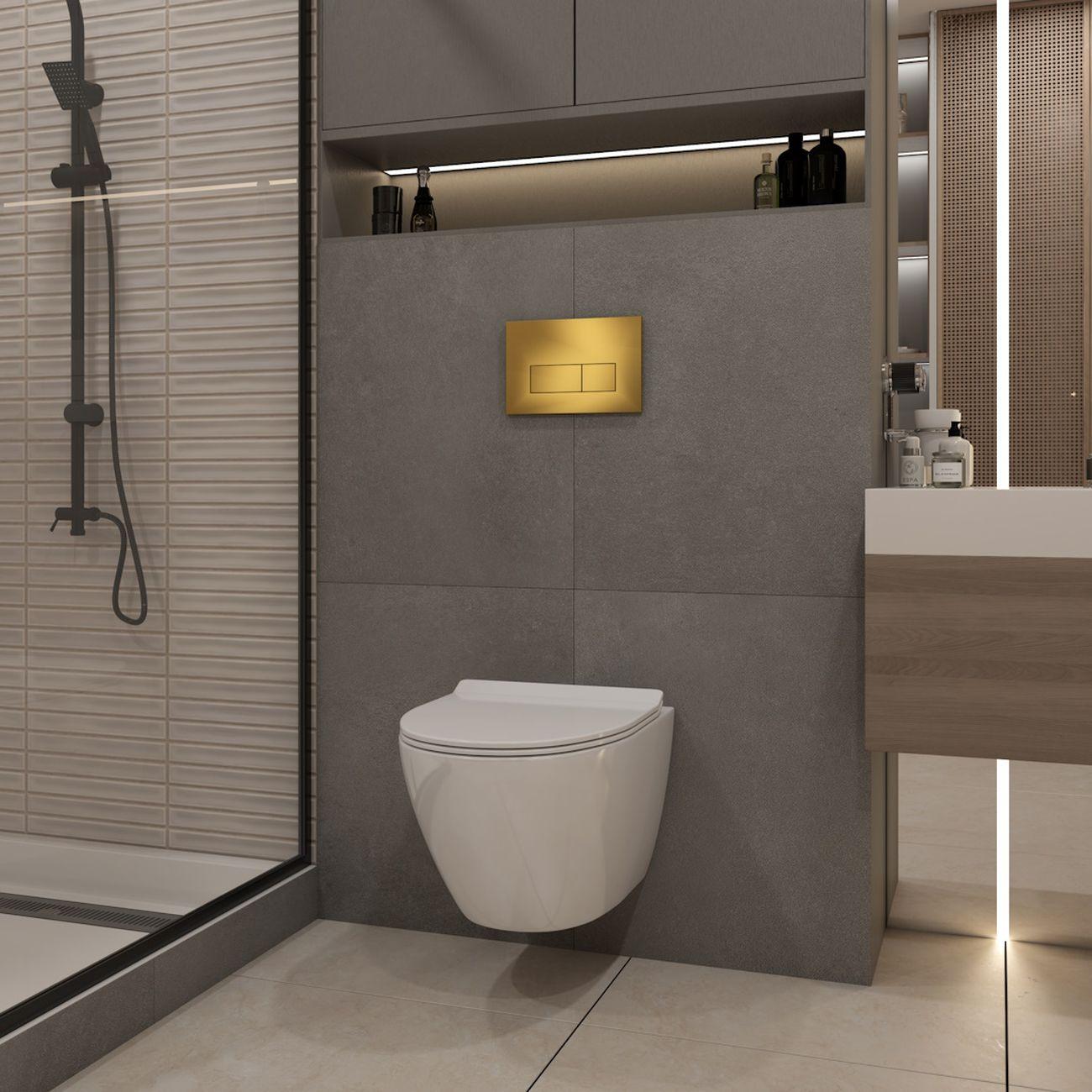 Комплекты для монтажа унитаза Teymi Lina PP Vortex кнопка золото F16519