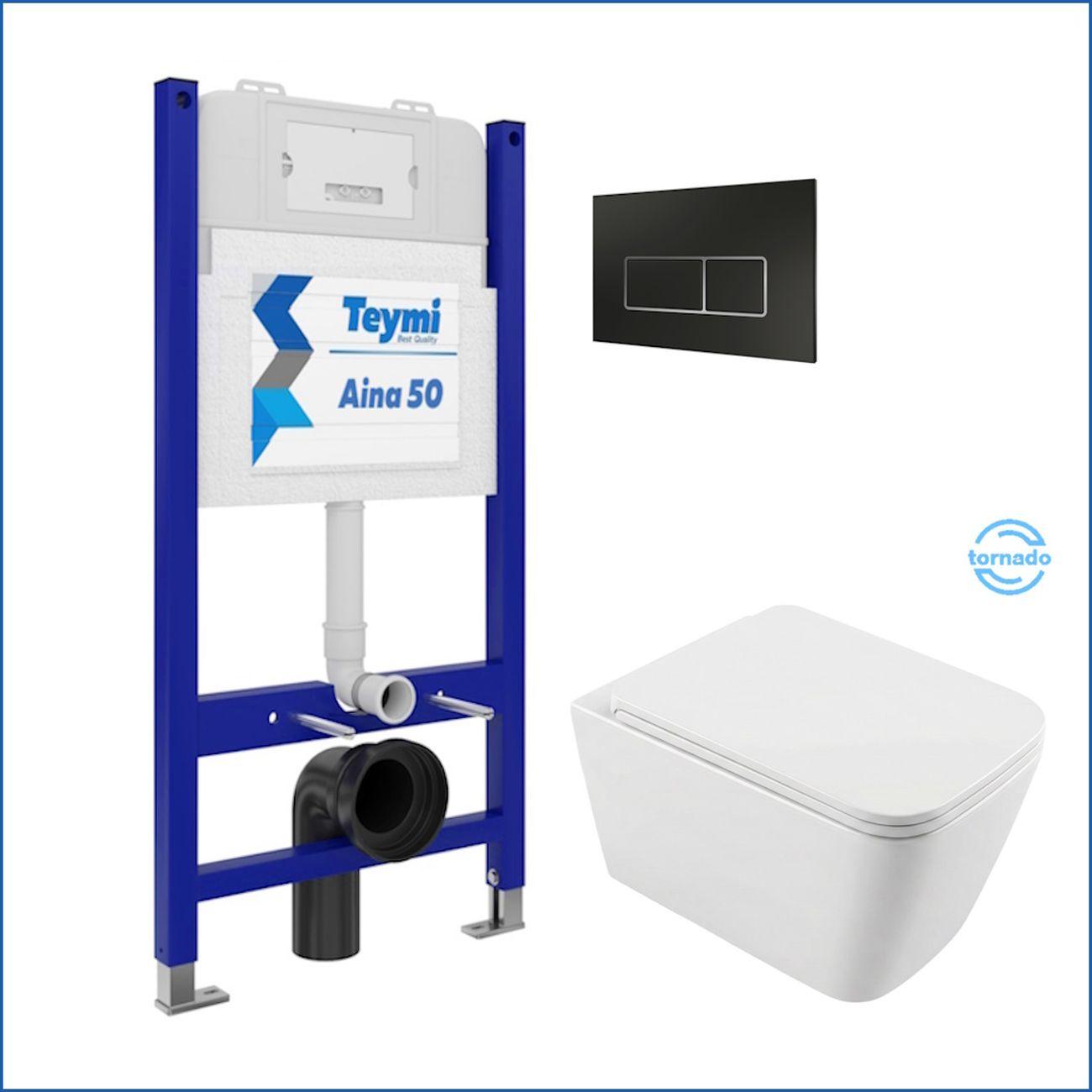 Комплекты для монтажа унитаза Teymi Helmi PP Vortex кнопка черная / хром F16548