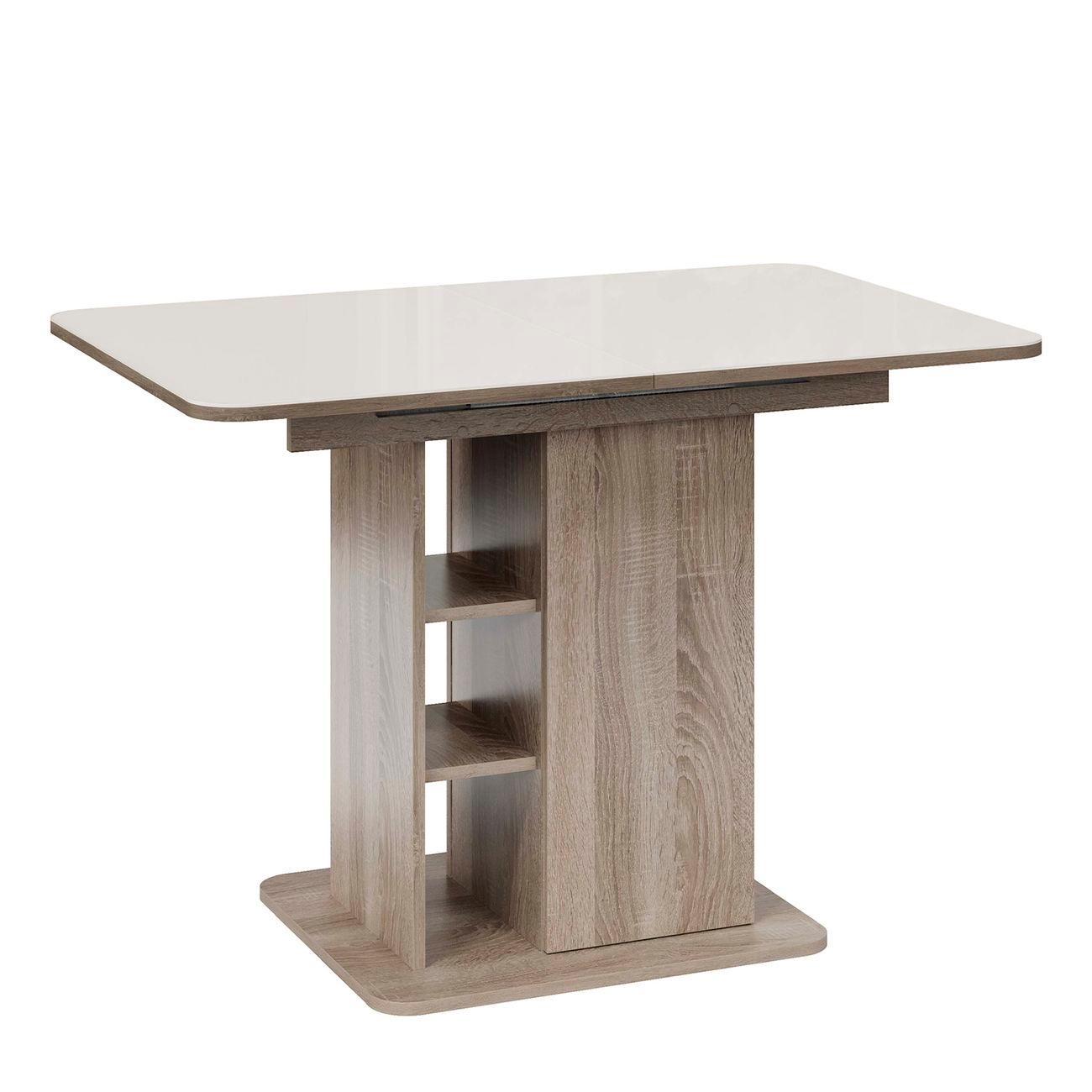 Стол обеденный Трия Мюнхен Дуб Сонома трюфель/Стекло глянец бежевое