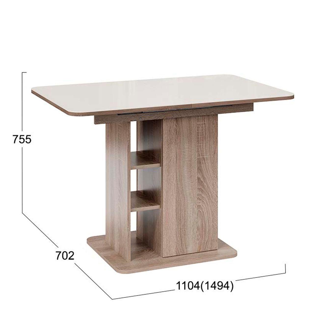 Стол обеденный Трия Мюнхен Дуб Сонома трюфель/Стекло глянец бежевое