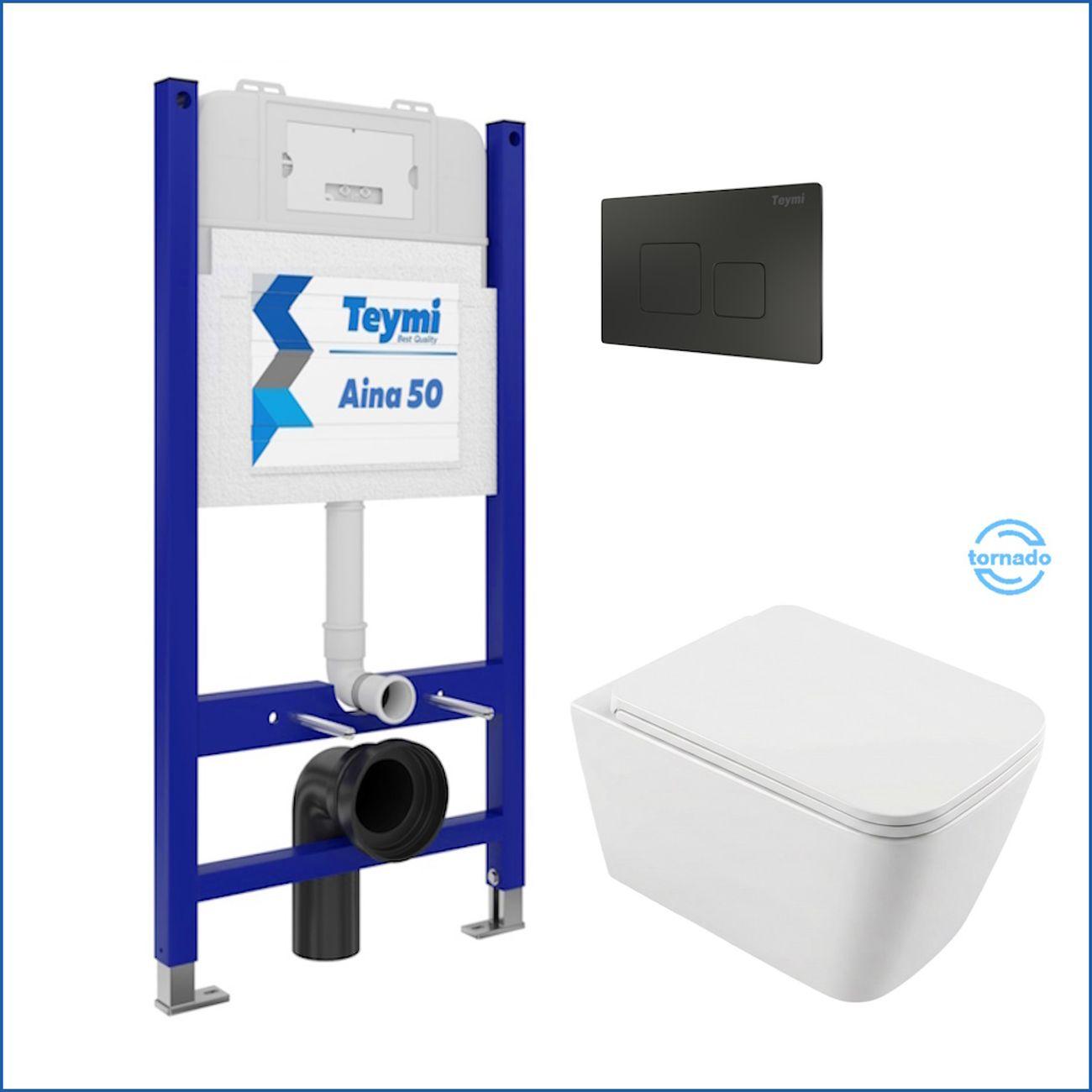 Комплекты для монтажа унитаза Teymi Helmi PP Vortex кнопка черная F16561