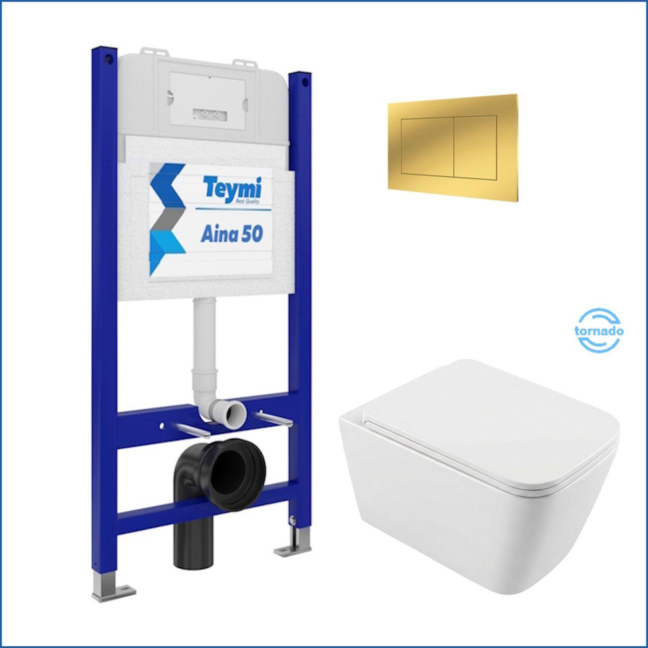 Комплекты для монтажа унитаза Teymi Helmi PP Vortex кнопка золото F16566