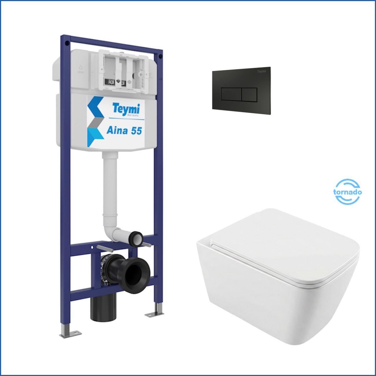 Комплекты для монтажа унитаза Teymi Helmi PP Vortex кнопка черная F16569