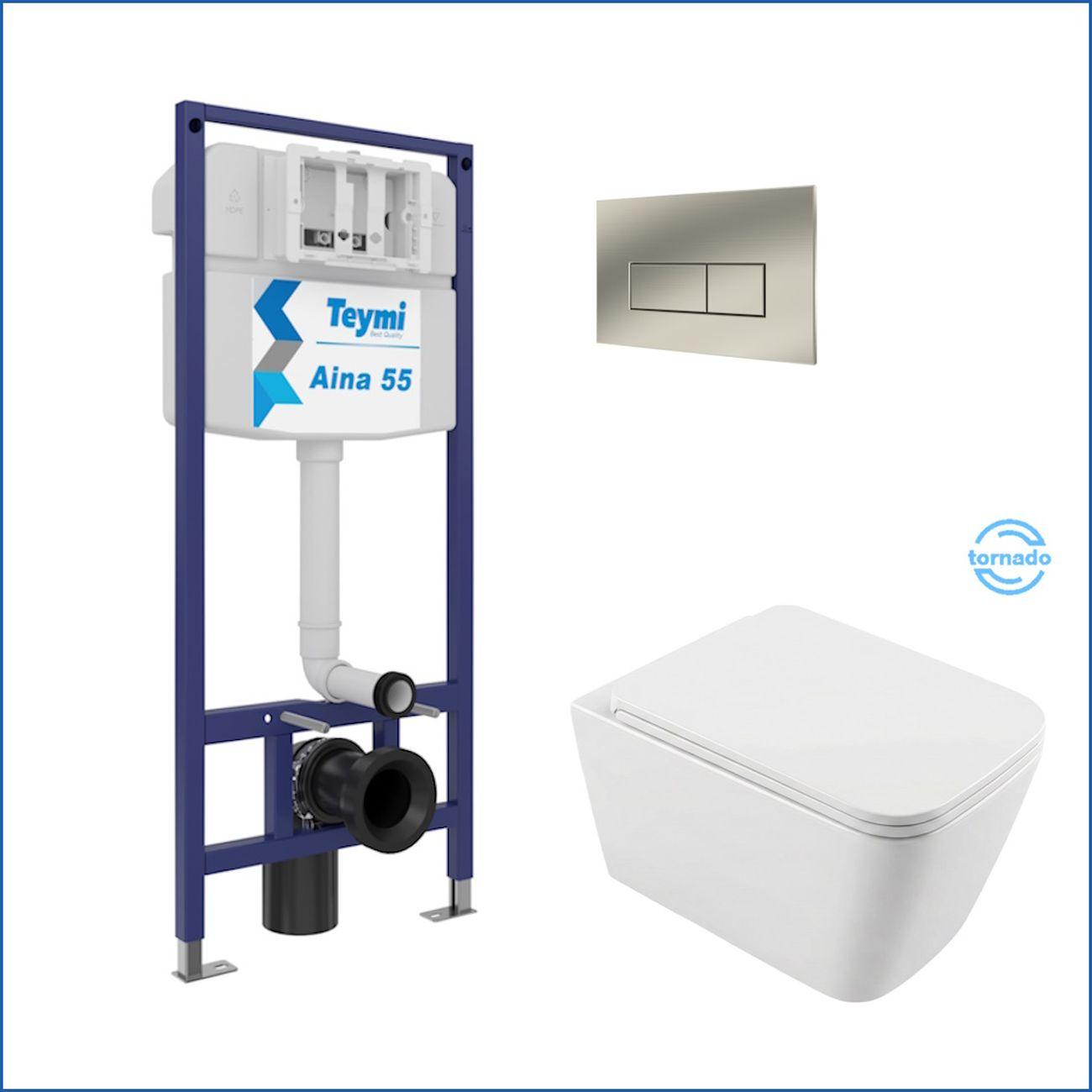 Комплекты для монтажа унитаза Teymi Helmi PP Vortex кнопка нержавеющая сталь F16571