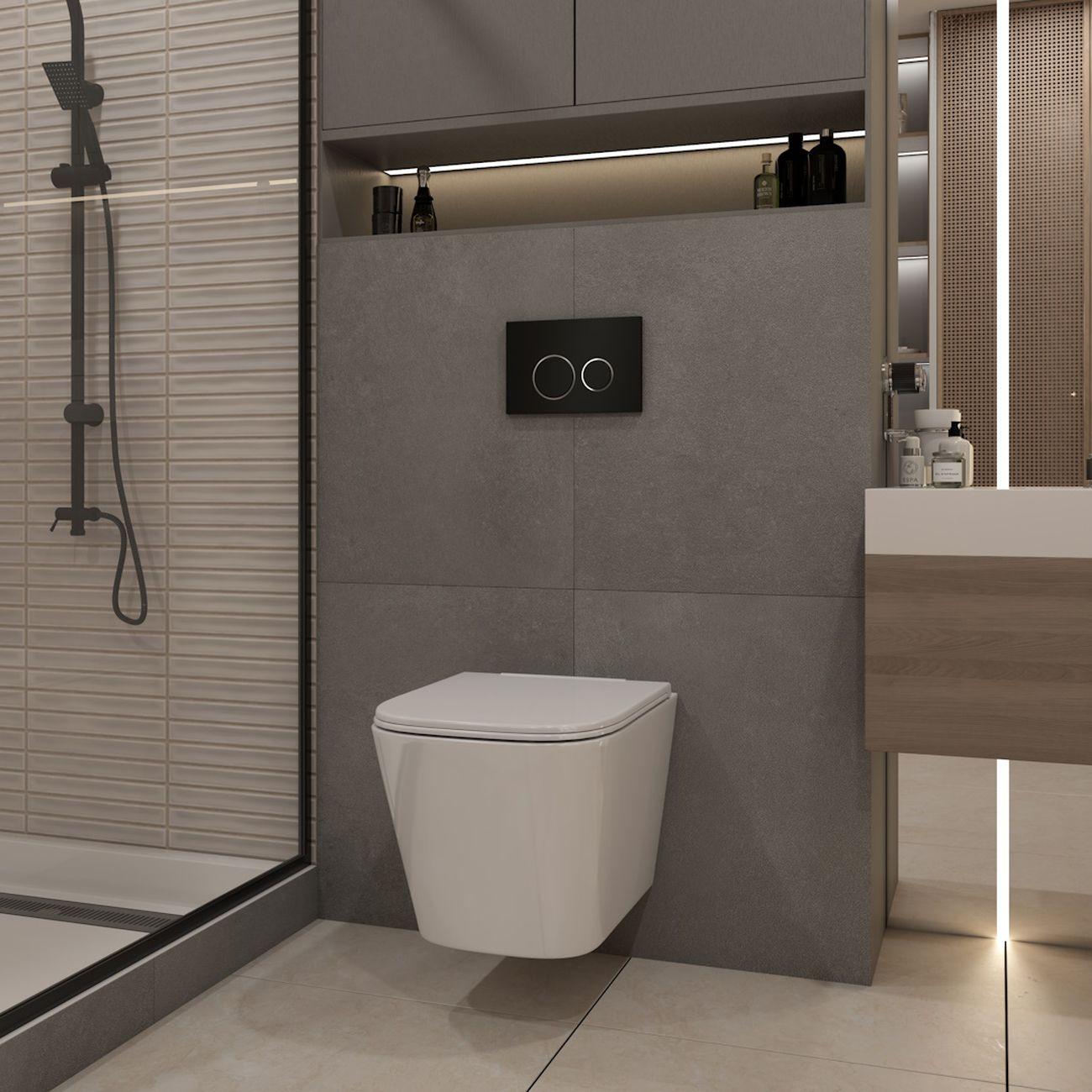 Комплекты для монтажа унитаза Teymi Helmi PP Vortex кнопка черная / хром F16578