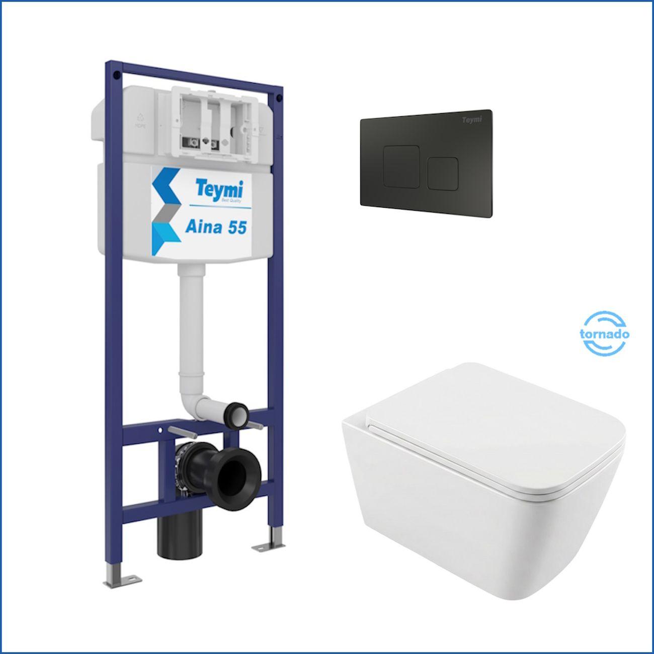 Комплекты для монтажа унитаза Teymi Helmi PP Vortex кнопка черная F16585