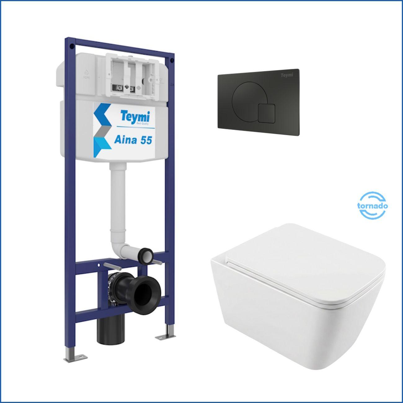 Комплекты для монтажа унитаза Teymi Helmi PP Vortex кнопка черная F16588