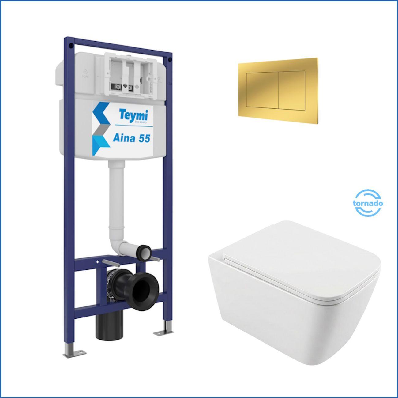 Комплекты для монтажа унитаза Teymi Helmi PP Vortex кнопка золото F16590