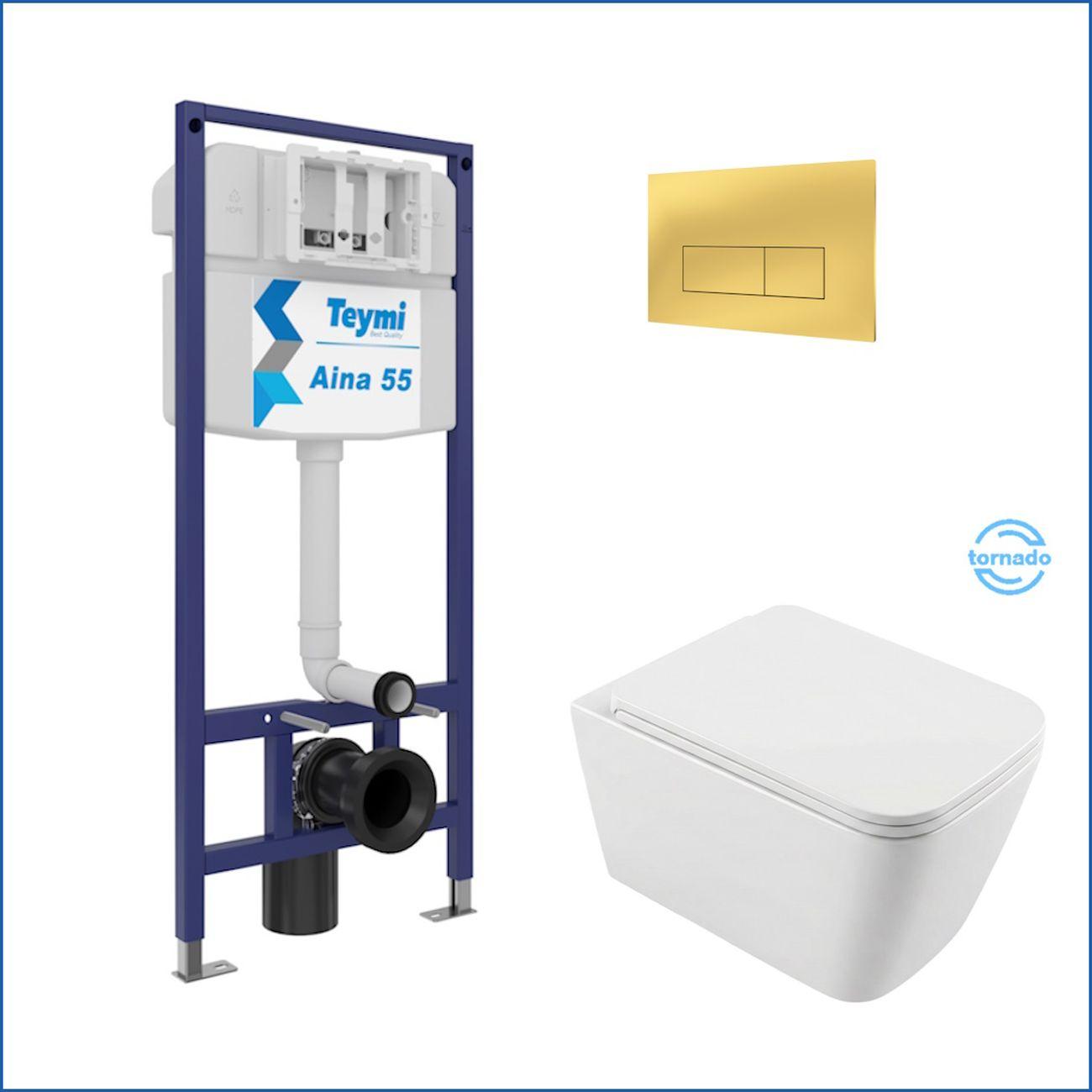 Комплекты для монтажа унитаза Teymi Helmi PP Vortex кнопка золото F16591