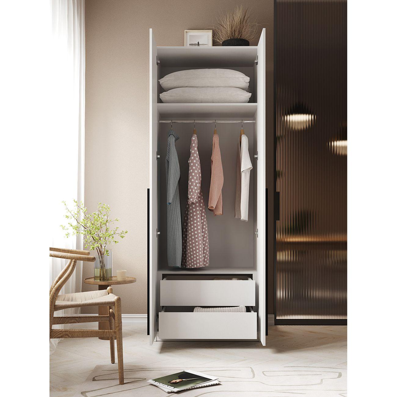 Шкаф распашной Принцесса Мелания София 3022, ящики, полка и штанга 80х52х220 белый