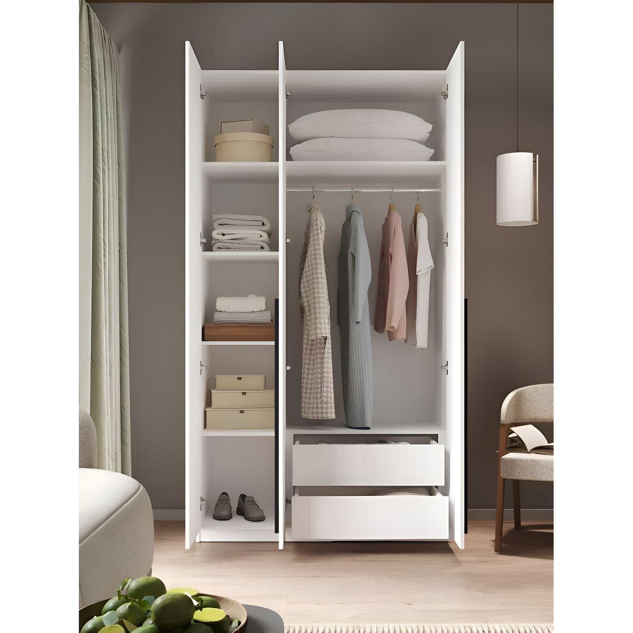 Шкаф распашной Принцесса Мелания София 3023, ящики, полки, штанга 120х52х220 белый