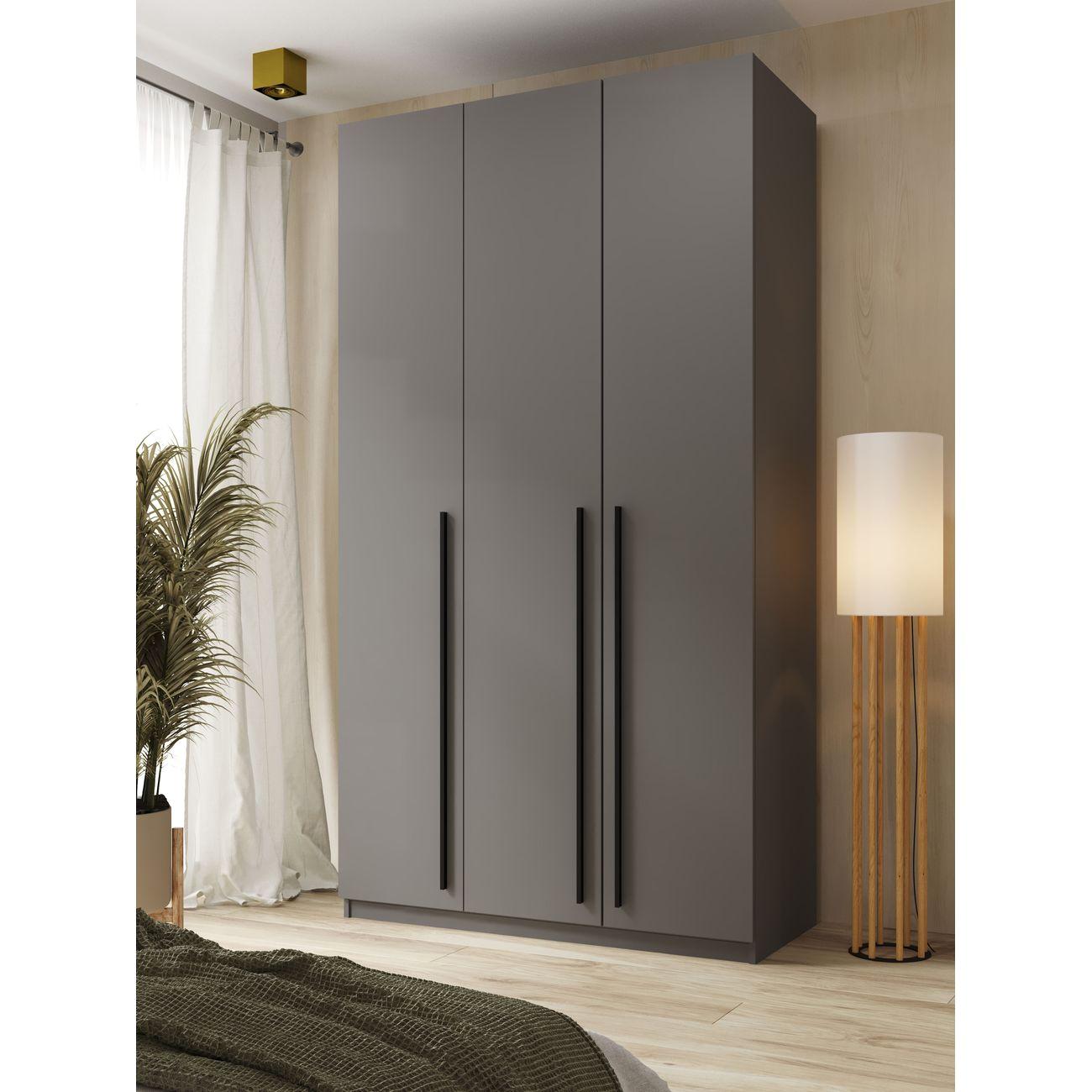 Шкаф распашной Принцесса Мелания София 3123 ящики, полки, штанга 120х52х220 графит