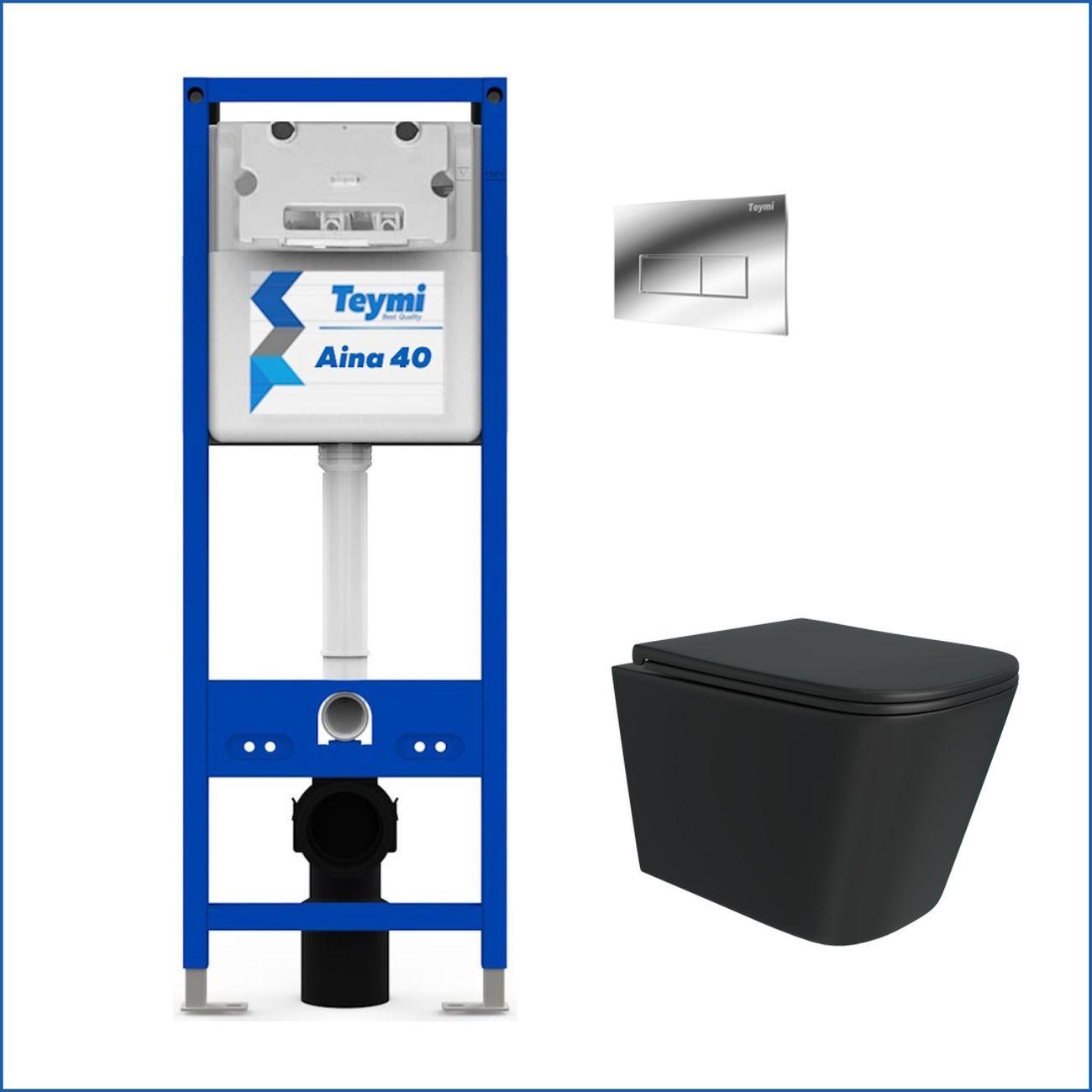 Комплекты для монтажа унитаза Teymi Helmi Black кнопка хром F16673