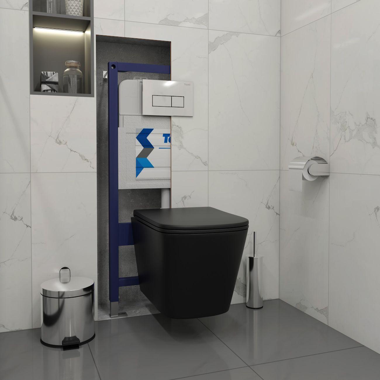 Комплекты для монтажа унитаза Teymi Helmi Black кнопка хром F16673