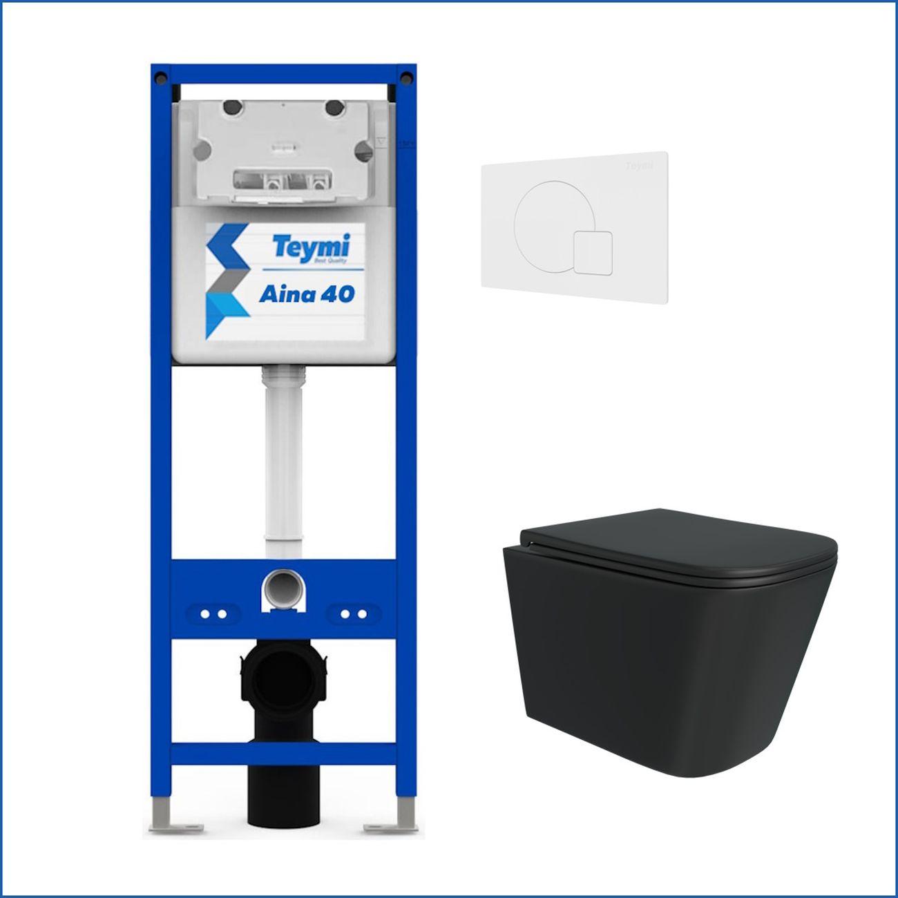 Комплекты для монтажа унитаза Teymi Helmi Black кнопка белая F16687